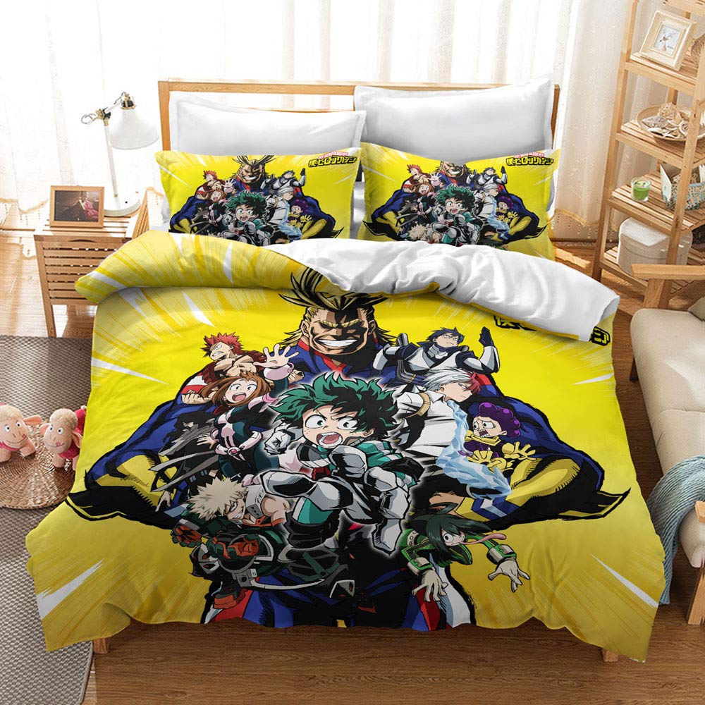 Chaose -Ukb My Hero Academia Microfiber Quiltset With Zipper Closure Bedding Duvet Cover And Pillowcases (50X75cm) Easy Care Soft For Adult Teenagers (Hero 04,Single(135X200cm))