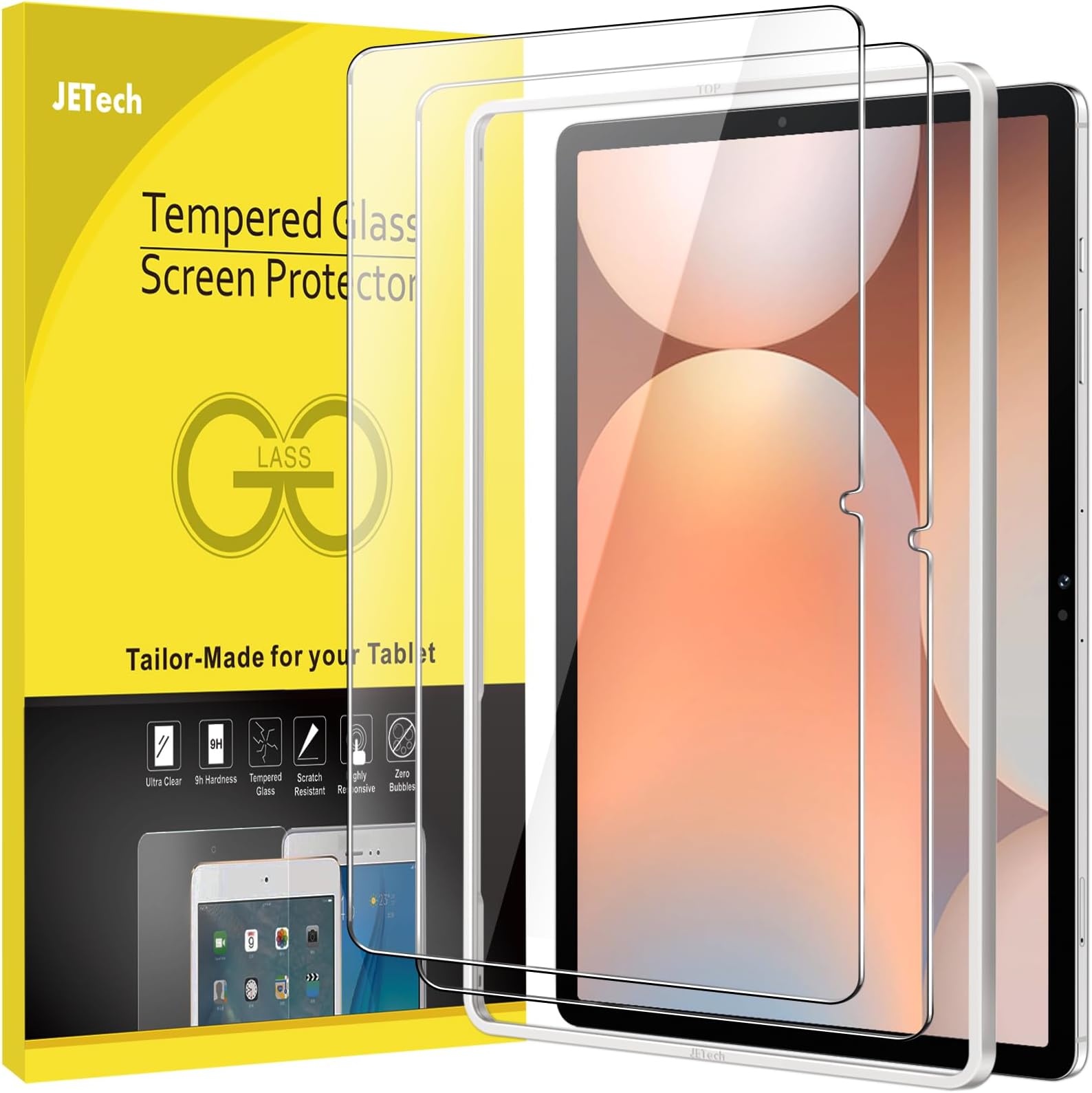 Screen Protector for Samsung Galaxy Tab S10 Plus 2024/Tab S9 Plus/Tab S9 FE Plus 2023 12.4-Inch, with Easy Installation Frame, Tempered Glass Film, HD Clear, 2-Pack