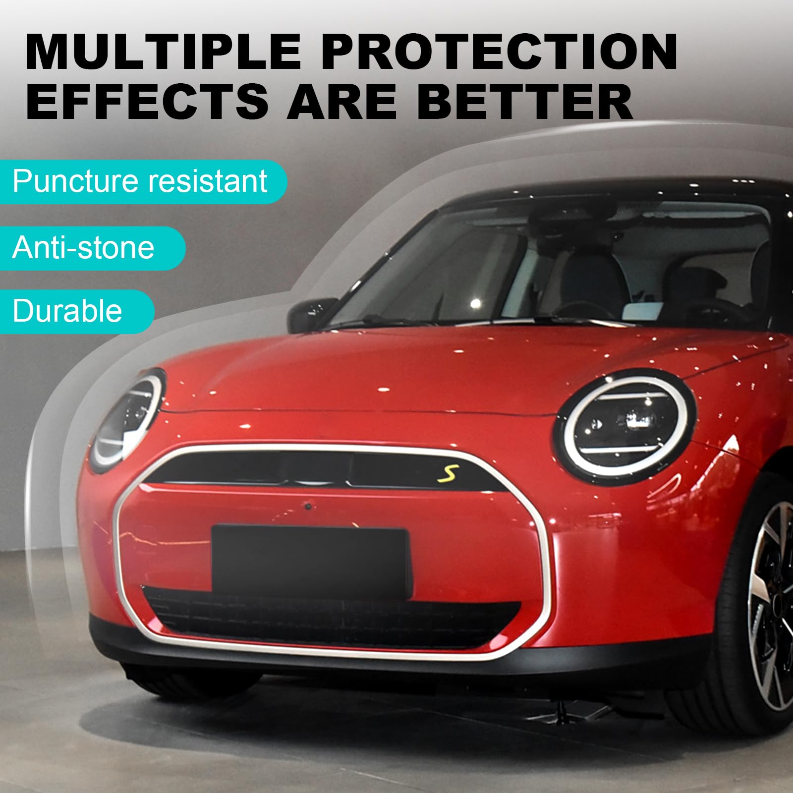 für Mini J01 Cooper Se 2024 Auto-Lackschutzfolie Vorgeschnitten TPU Transparent Selbstklebend Regenfest Wasserdicht HD Kratzfest zubehör (Frontstoßstange 8St)