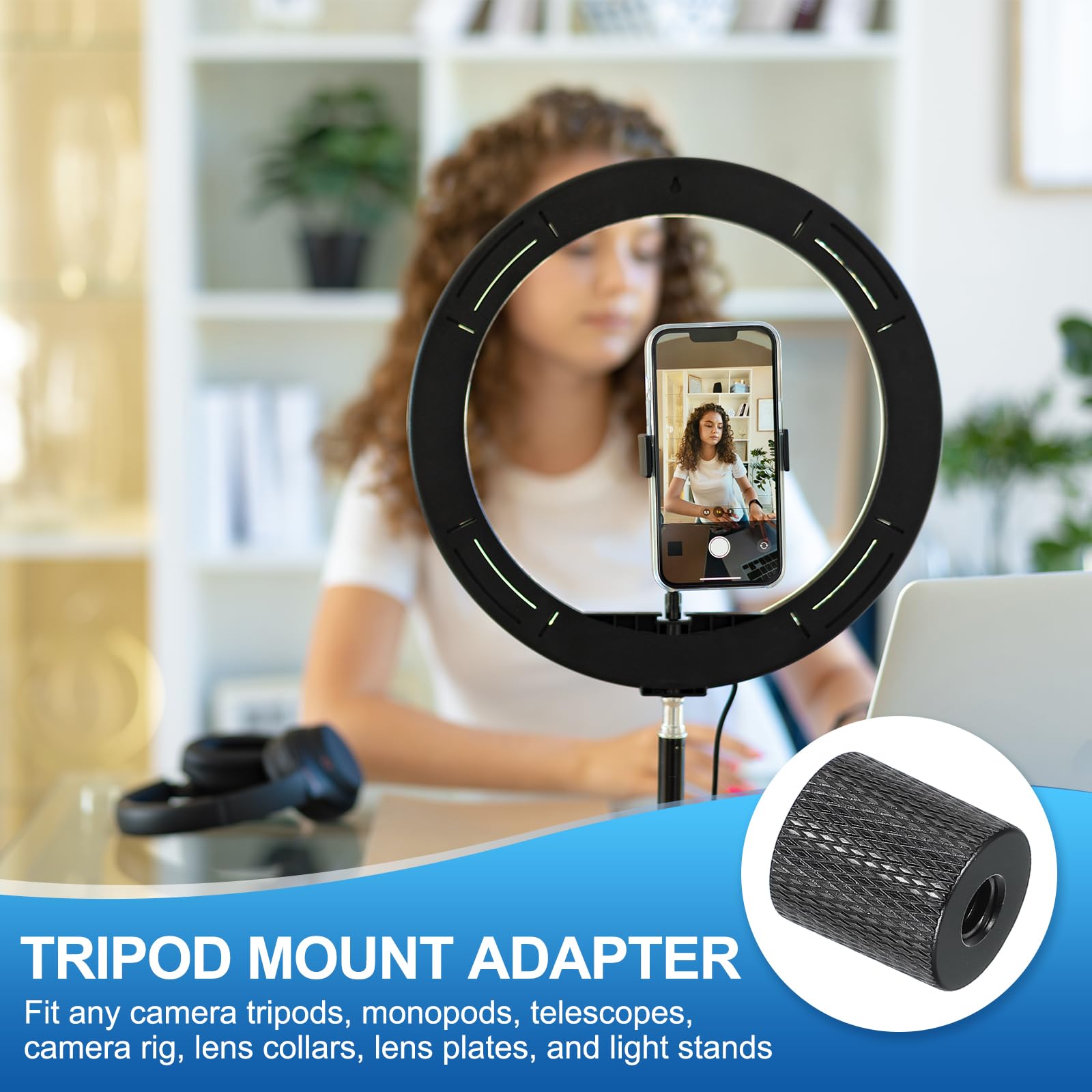 PATIKIL Adattatore Vite Treppiede 1/4" Femmina a 1/4" Femmina, 2 Pezzi Vite per Microfono Vite Fotocamera Convertitore a Doppia Testa per Supporto Microfono Accessori Braccio Magico