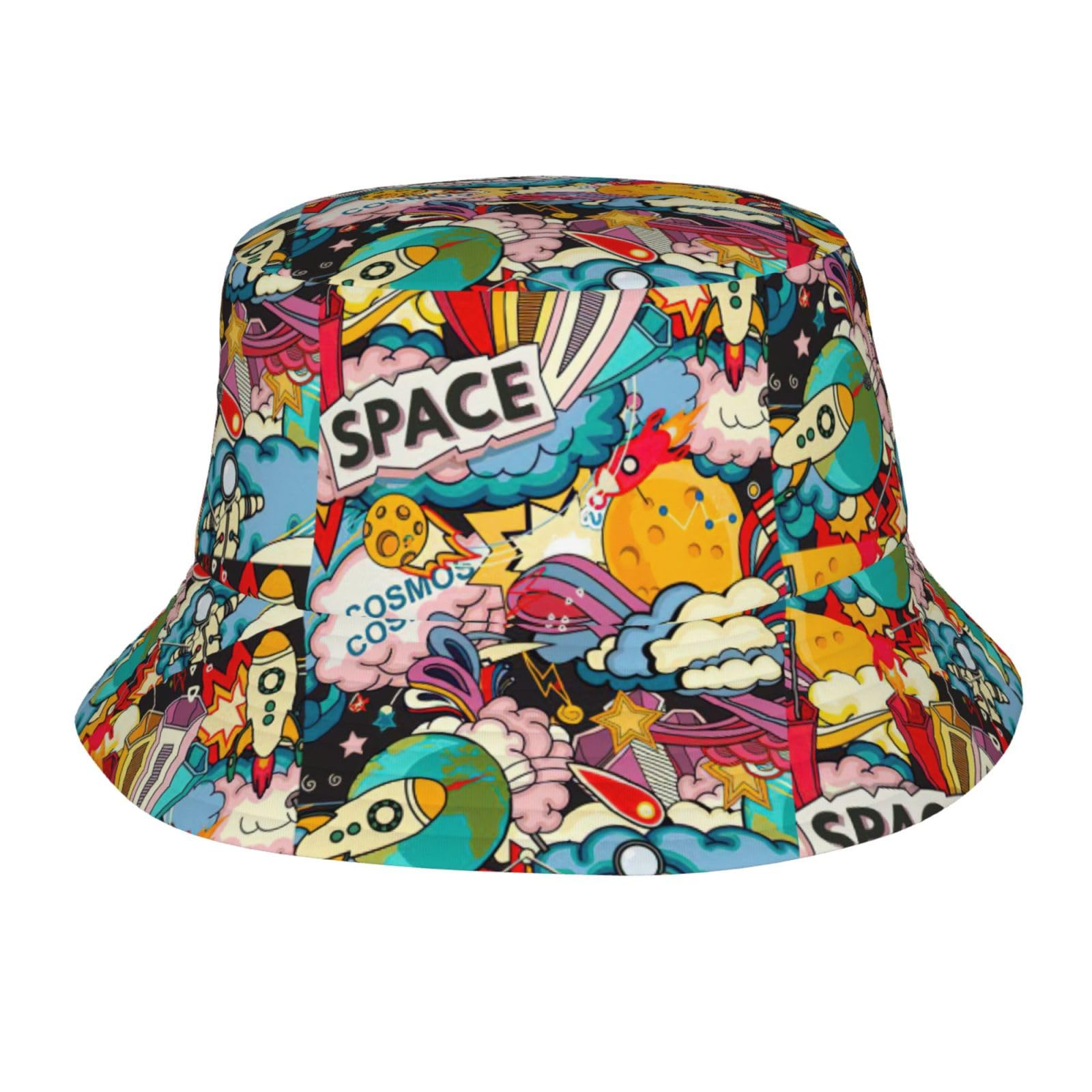 CHAbu Space Bucket Hat Wide Brimmed Sun Hat Fisherman Cap Foldable Summer Beach Travel Outdoor Golf Hiking Black