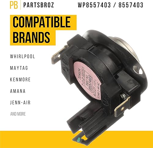 Miniatura 2 de PartsBroz WP8557403 8557403 - Termostato de secadora compatible con Whirlpool Maytag Kenmore Amana Dryer - Sustituye a AP6013164 8557403 1180102