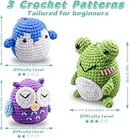 Vista 3 de Kit de Ganchillo para Principiantes Adultos - Aprende a Tejer Animales, 3 Lindos Patrones de Animales con Videotutoriales Paso a Paso, Kits
