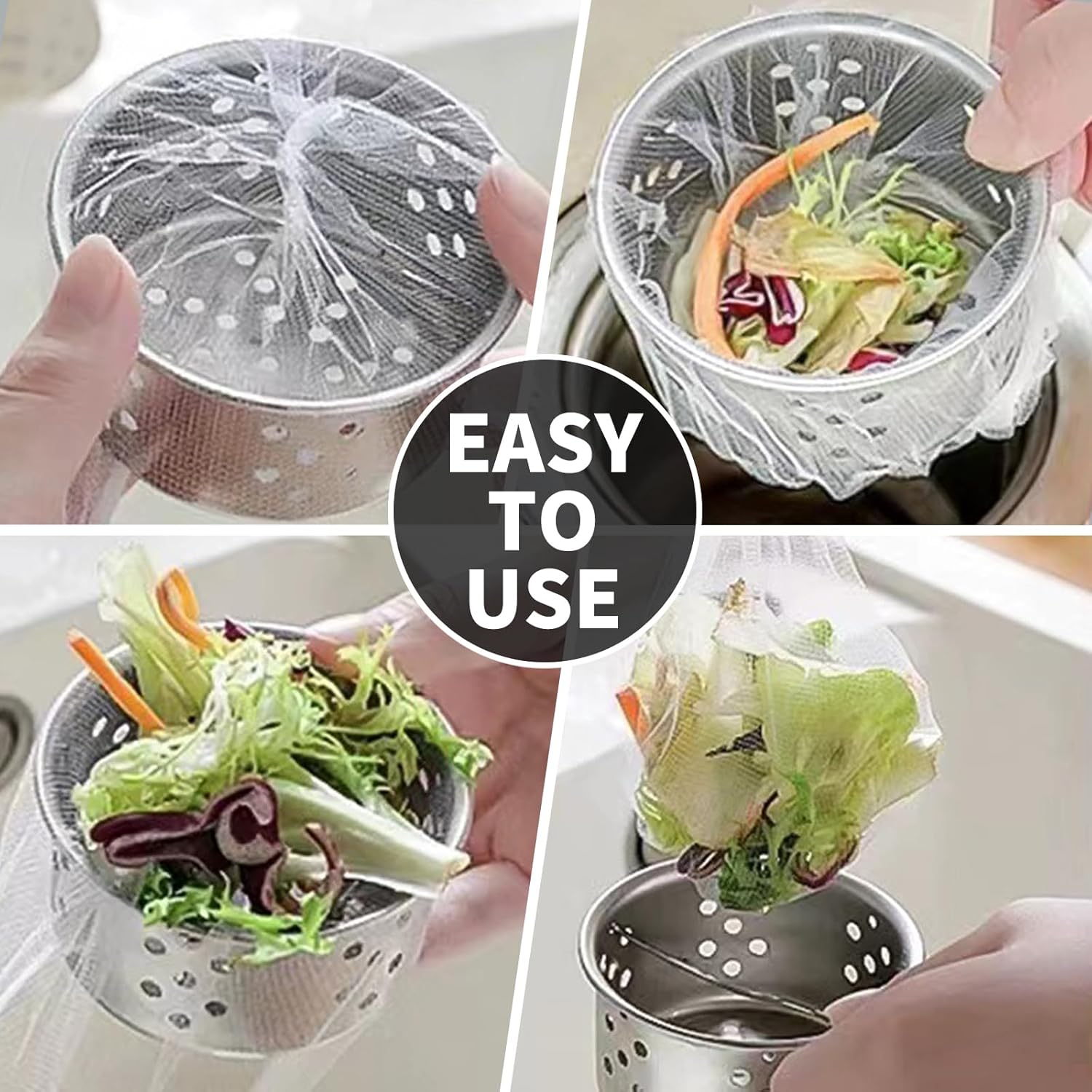 200 PCS Kitchen Disposable Mesh Sink Strainer Bags, Anti-Clogging Drain Filters for Collecting Food Waste & Garbage, Fits Most Kitchen Sink Strainers with PP Storage Box