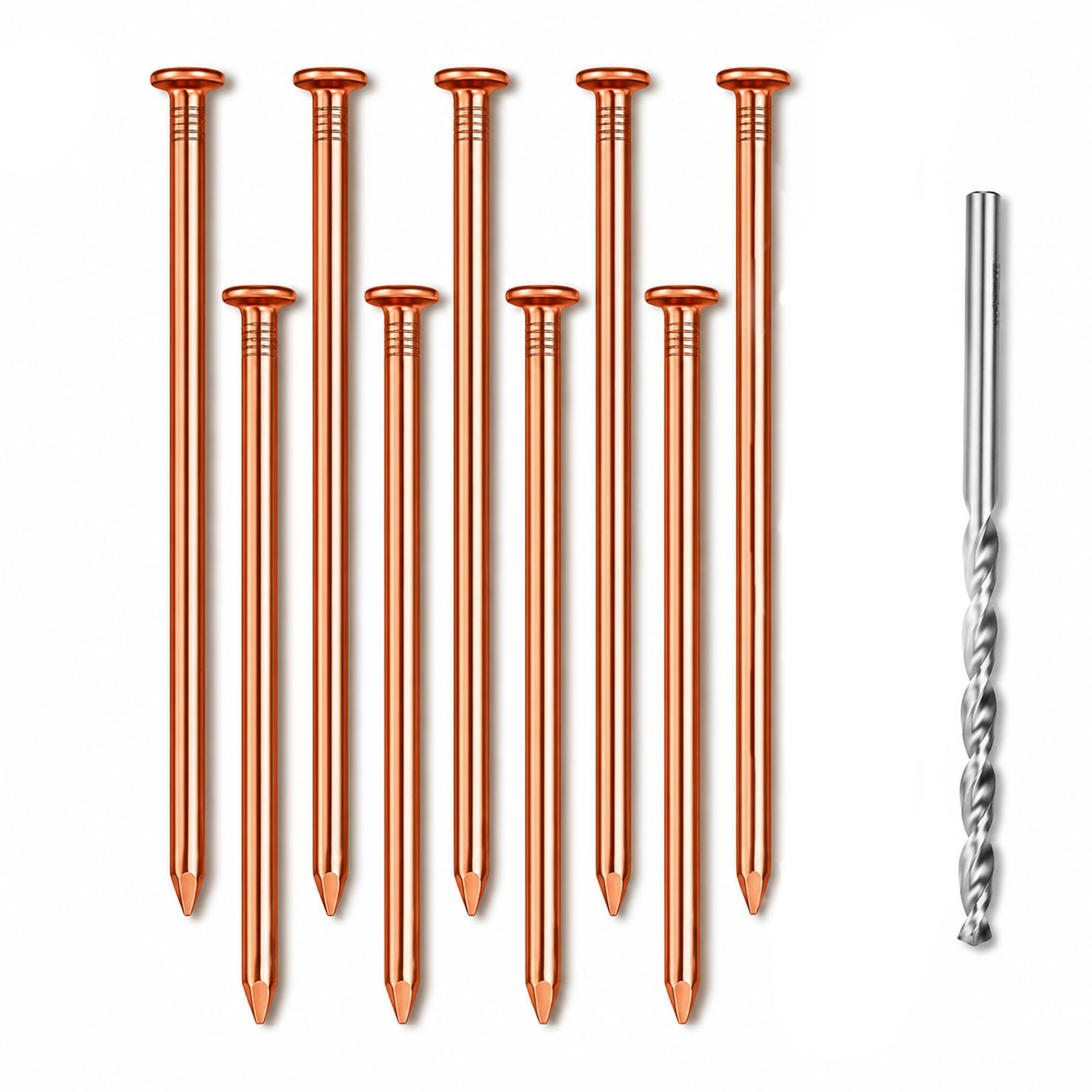 yarqinki 9pcs 8cm Copper Nails with Drill Bit for Tree Stump Removal