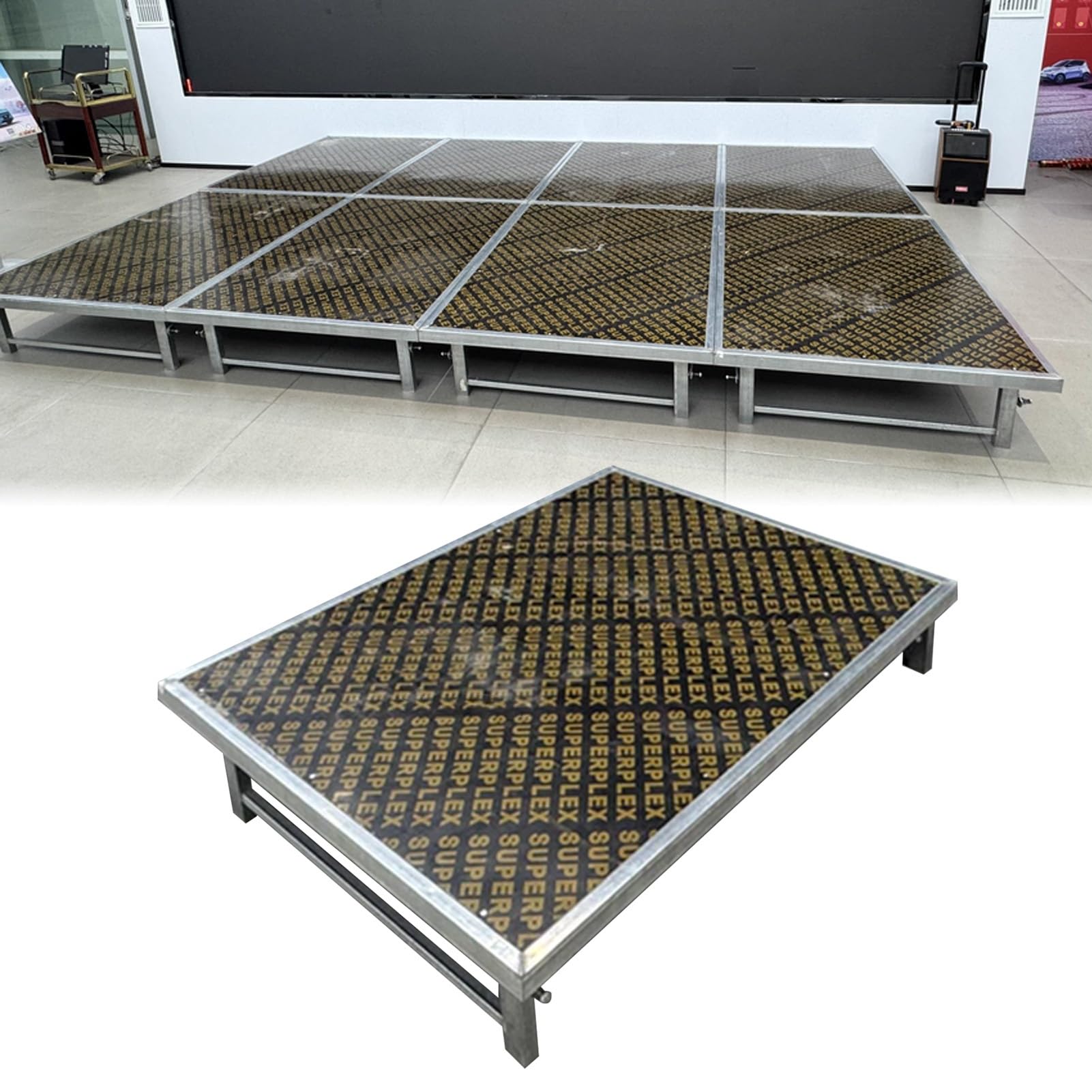 Plataforma elevadora portátil plegable, 128 x 100 cm, soporte de escenario pequeño para eventos, conciertos, actuaciones, unidad modular para exteriores e interiores