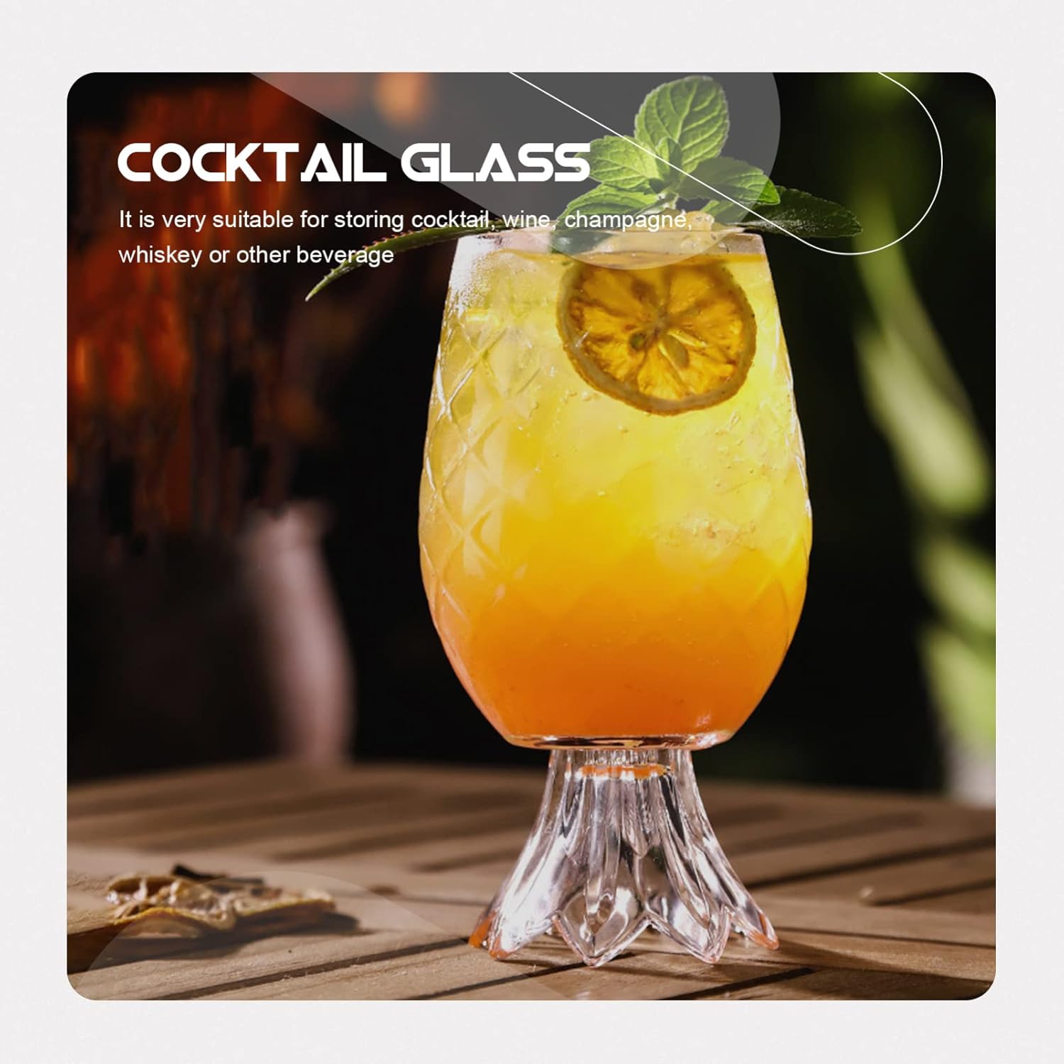 Housoutil ティキパイナップルグラスパイナップルカクテルメガネウイスキーメガネワイン飲酒メガネハワイアンルアーパーティーマグ 週間売れ筋