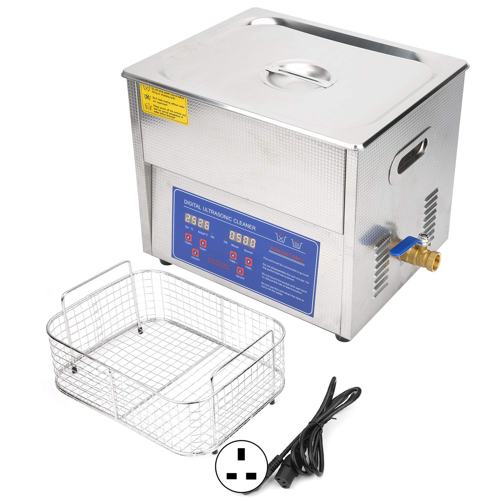 Eujgoov MH‑040X Ultrasonic Cleaner 10L Digital Display Ultra Sonic Tank Bath Ensuring High Cleanliness of Cleaning Objects(UK PLUG AC200-240V)