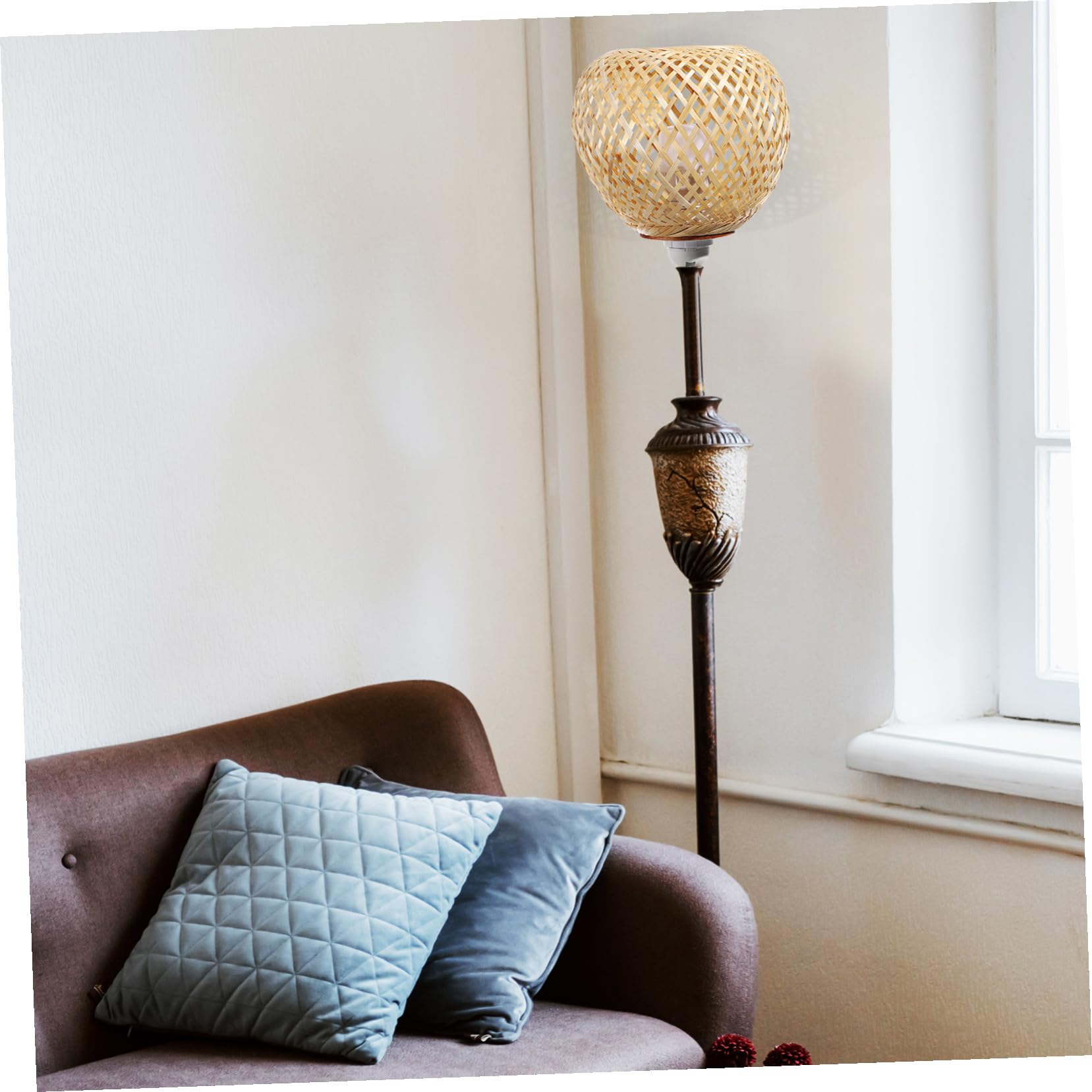 Gatuida Pantalla De Lámpara Tejida De Bambú Natural Tamaño Mediano Sombra Para Lámpara De Techo Iluminación Sin Deslumbramiento Colgantes Decoración Para Sala y Comedor