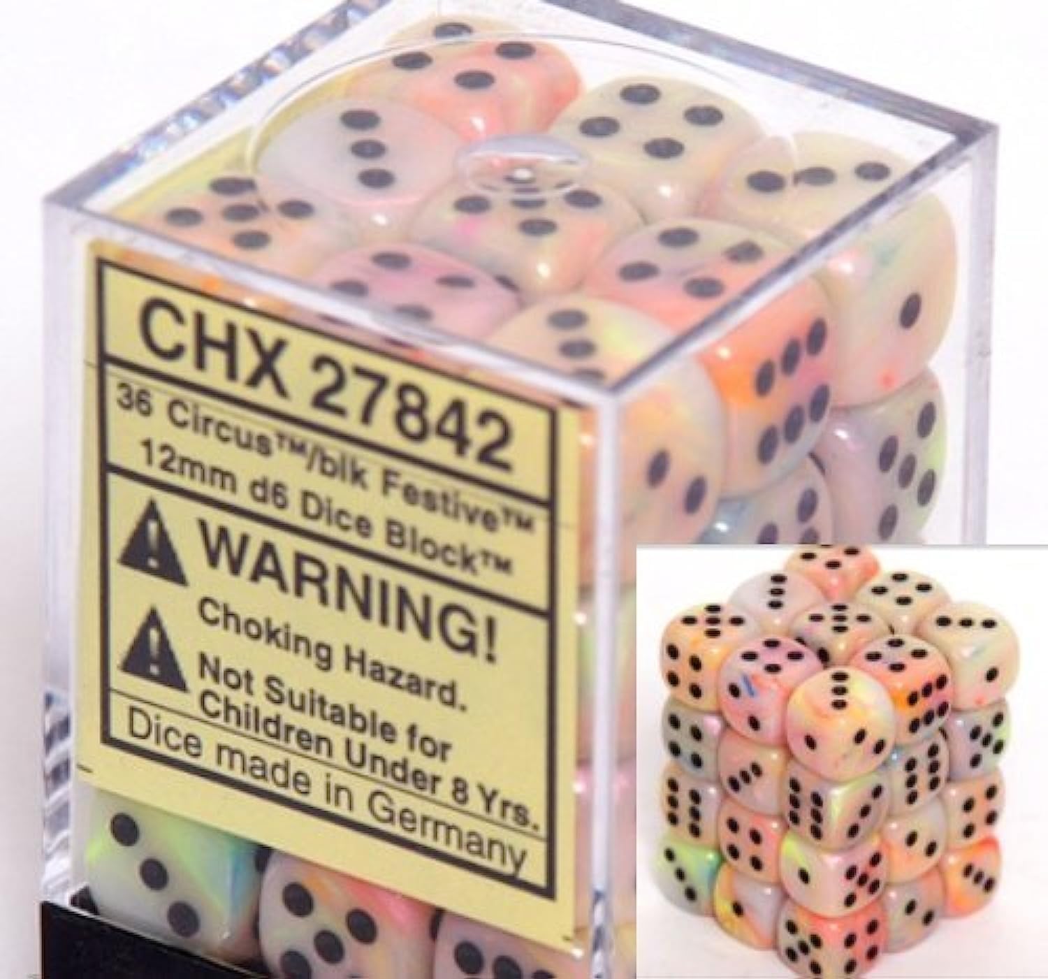 Amazon.com: Chessex Dice d6 Sets: Festive Circus with Black - 12mm
