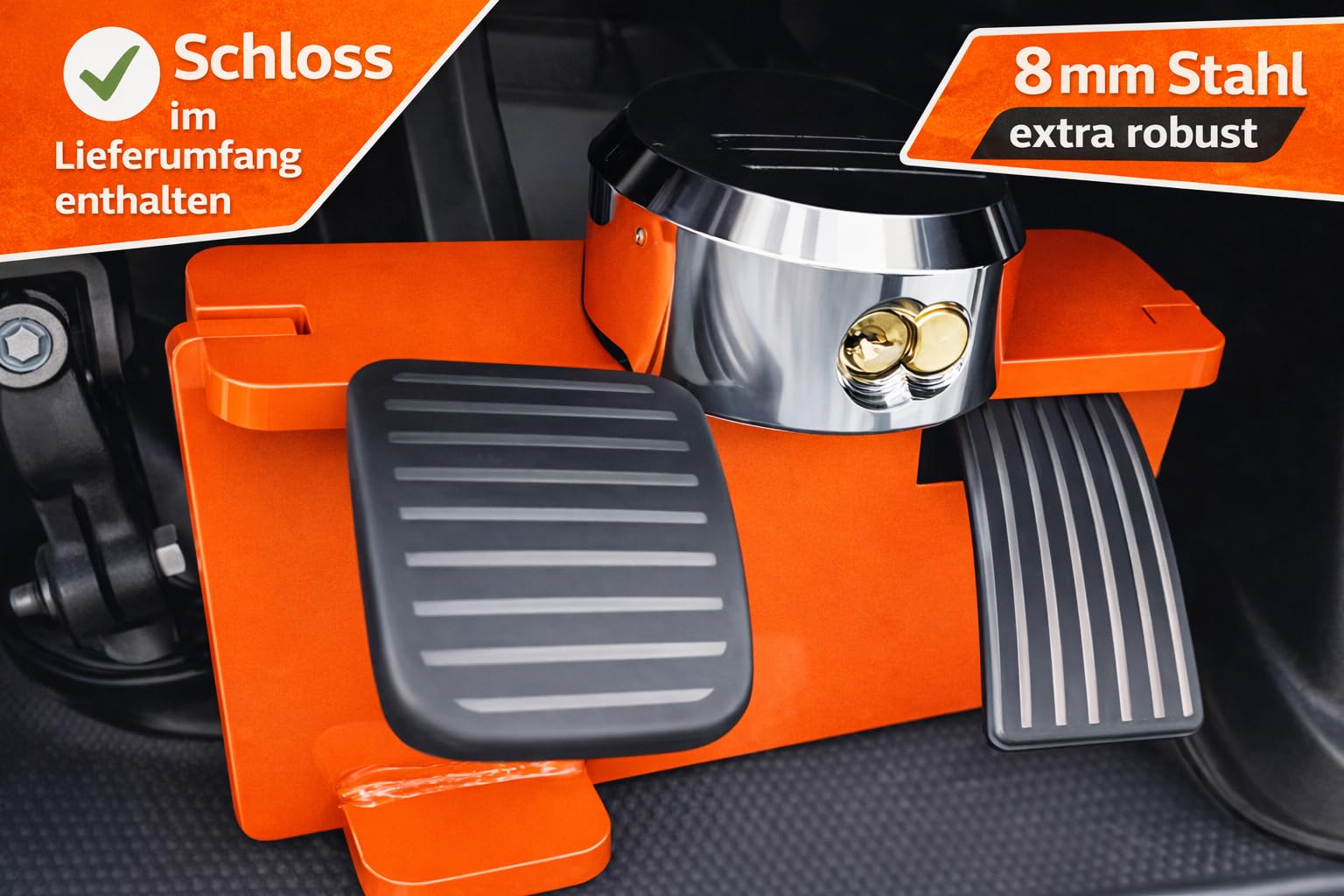 Pedalsperre mit Schloss für Fiat Ducato, Peugeot Boxer, Citroën Jumper, Opel Movano – Bremspedal-Diebstahlschutz, Automatikgetriebe ab 2016