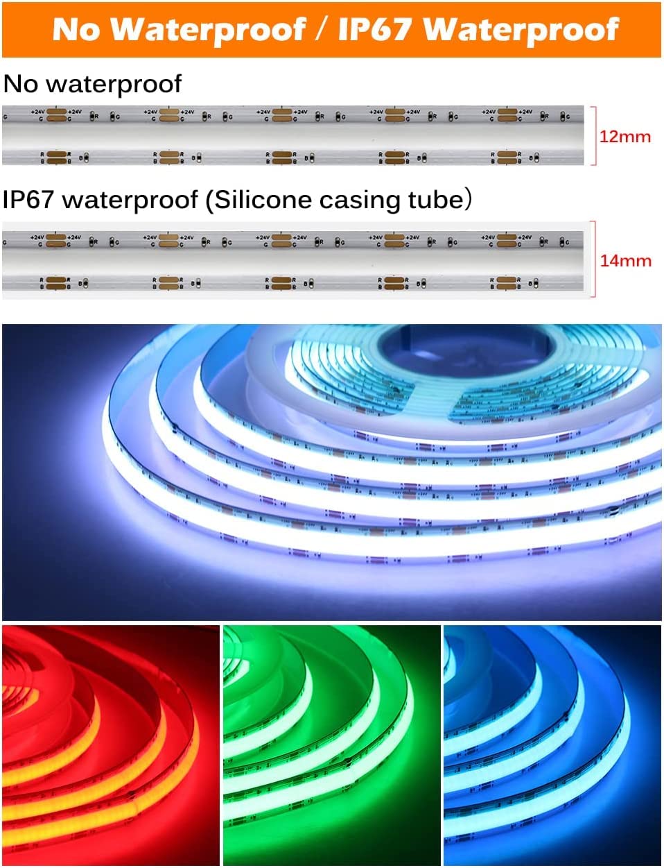 Amazon.com: TOPXCDZ FCOB RGB RGBW LED Light Strip DC12V 810 DC24V