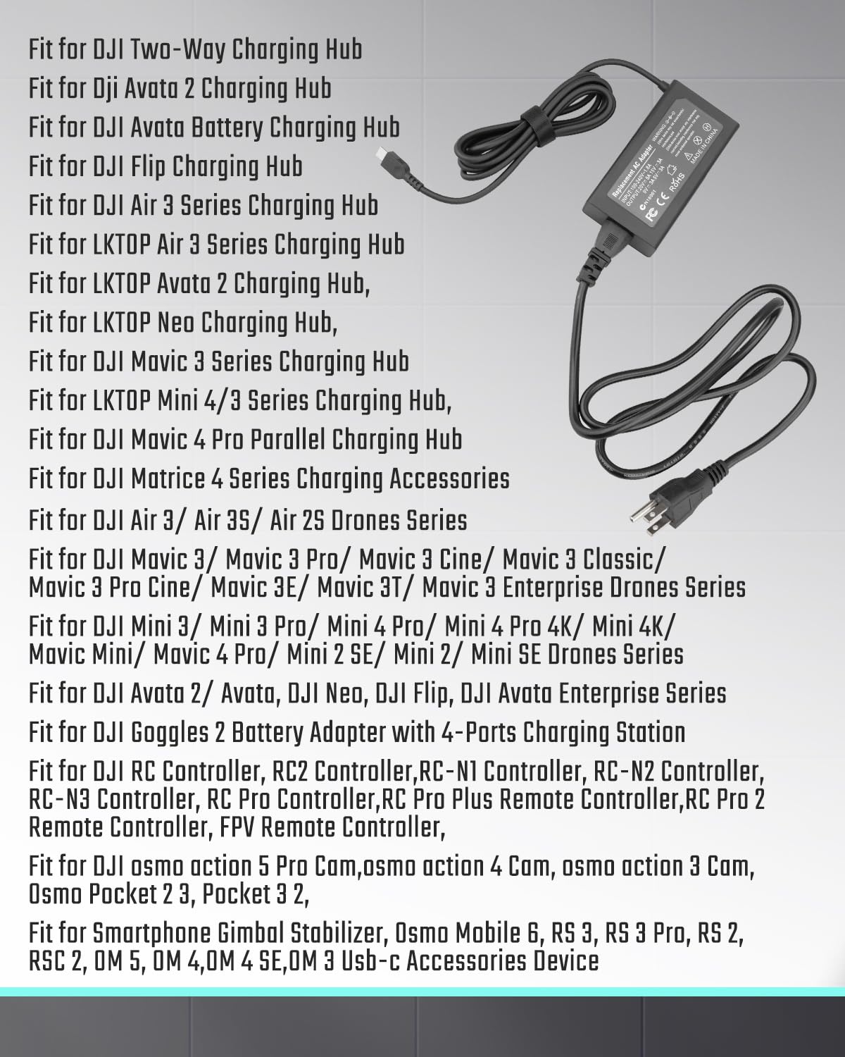 Cargador de batería USB-C de 100 W para DJI Air 3 3S 2S/Mini SE 3 4 Pro/Avata 2/Mavic 3 Pro Drone/Hub de carga, compatible con control remoto RC RC2 FPV, cargador de batería para drones