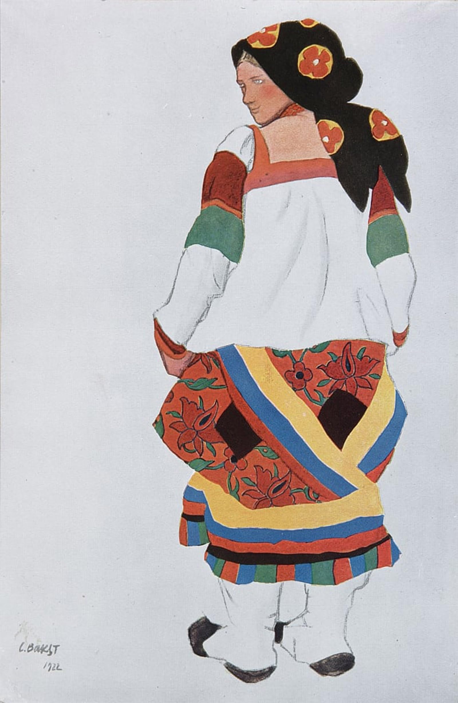 Posteriik No Frame Vintage Art Print Images Pictures Print Peasant Woman Picture For The Vaudeville Old Moscow At The Théâtre Femina In Paris By Leon Bakst Modern Colour Posters For Office Home Decor 60X90cm