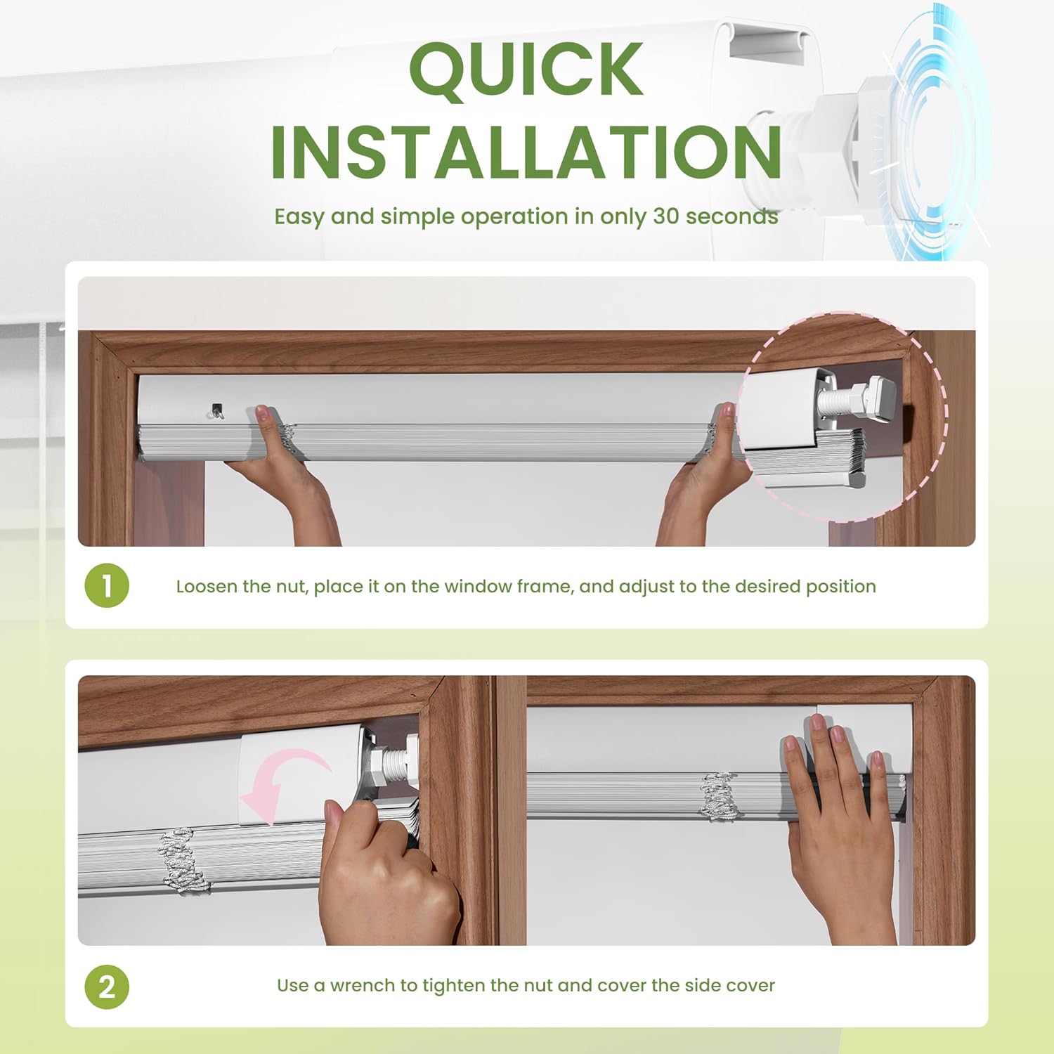 No Tools-No Drill Mini Blinds for Indoor Windows Cordless 1" Slat Blackout Aluminum Horizontal Window Blinds Waterproof for Office,Home,Door, Smoky Gary, 51" W x 39" H