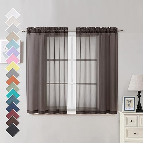 Miniatura 12 de OVZME 2 paneles de cortina traslúcidas para ventana, 96 pulgadas de largo, para dormitorio, diseño de bolsillo superior para cortinero, tratamiento