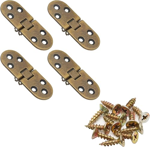 Miniatura 7 de Piutouyar 4 bisagras de bandeja de mayordomo de bronce, bisagra superior plegable de alta resistencia, bisagra de borde redondo de 180 grados para