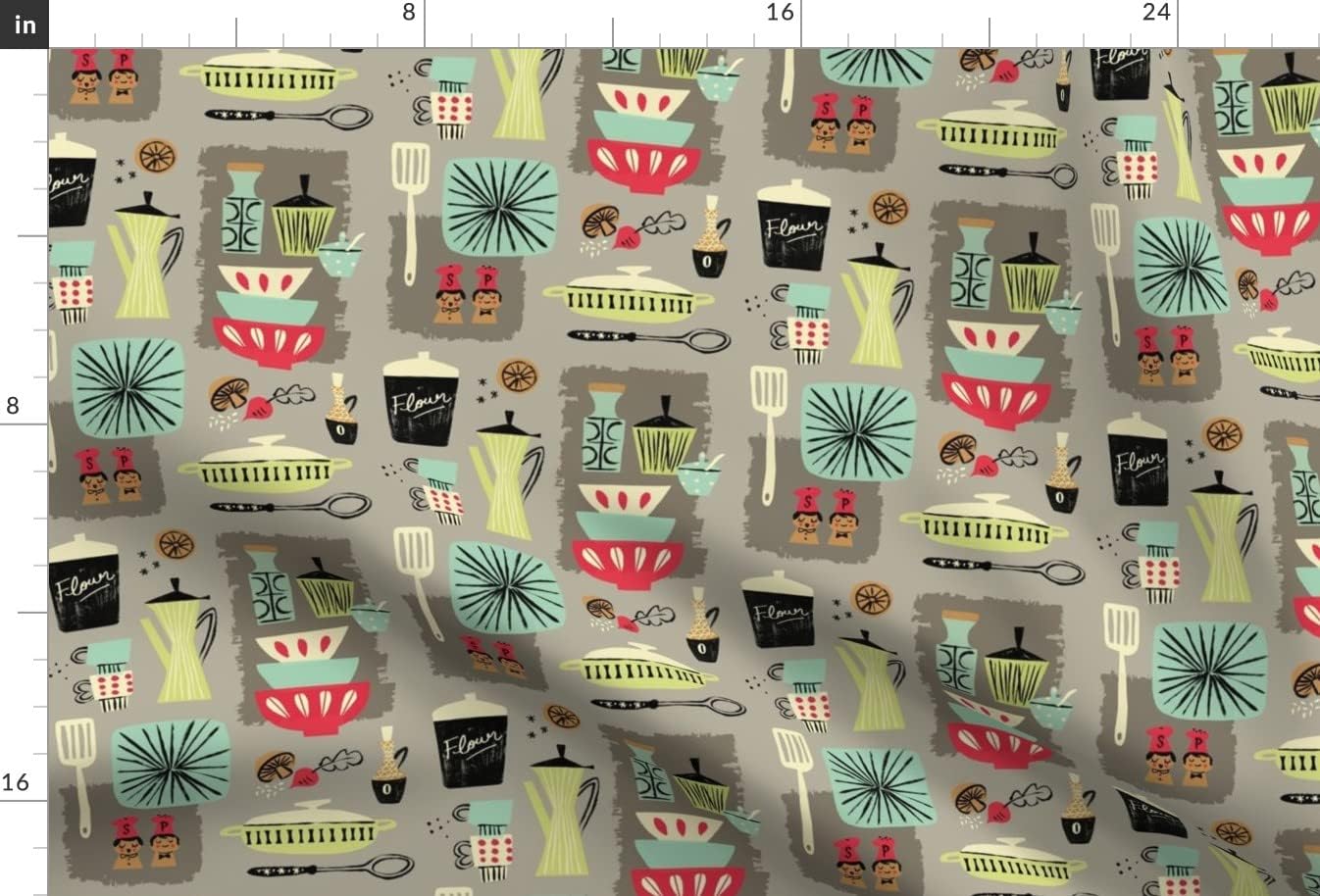 Spoonflower Fabric - Kitchen Retro Food Coffee Mid Century Look Modern Printed on Minky Fabric by The Yard - Sewing Baby Blankets Quilt Backing Plush