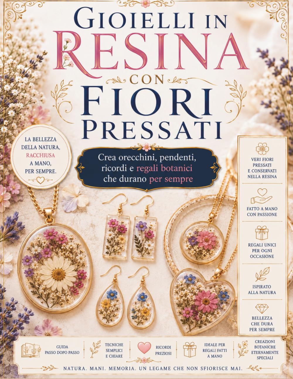 Gioielli in resina con fiori pressati: Crea orecchini, pendenti, ricordi e regali botanici che durano per sempre