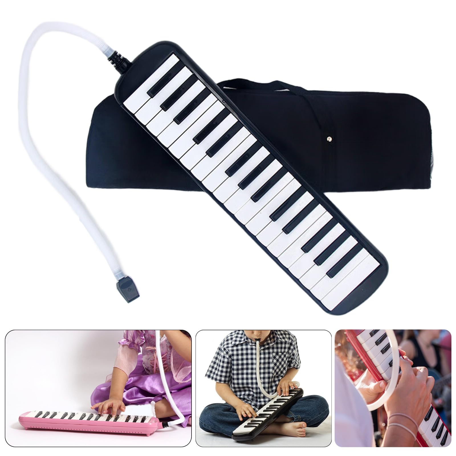 32 Tasti Melodica Strumento Per Bambini Air Piano Tastiera Soprano Melodica Con Tubo Lungo Bocchini Corti & Borsa per il Trasporto