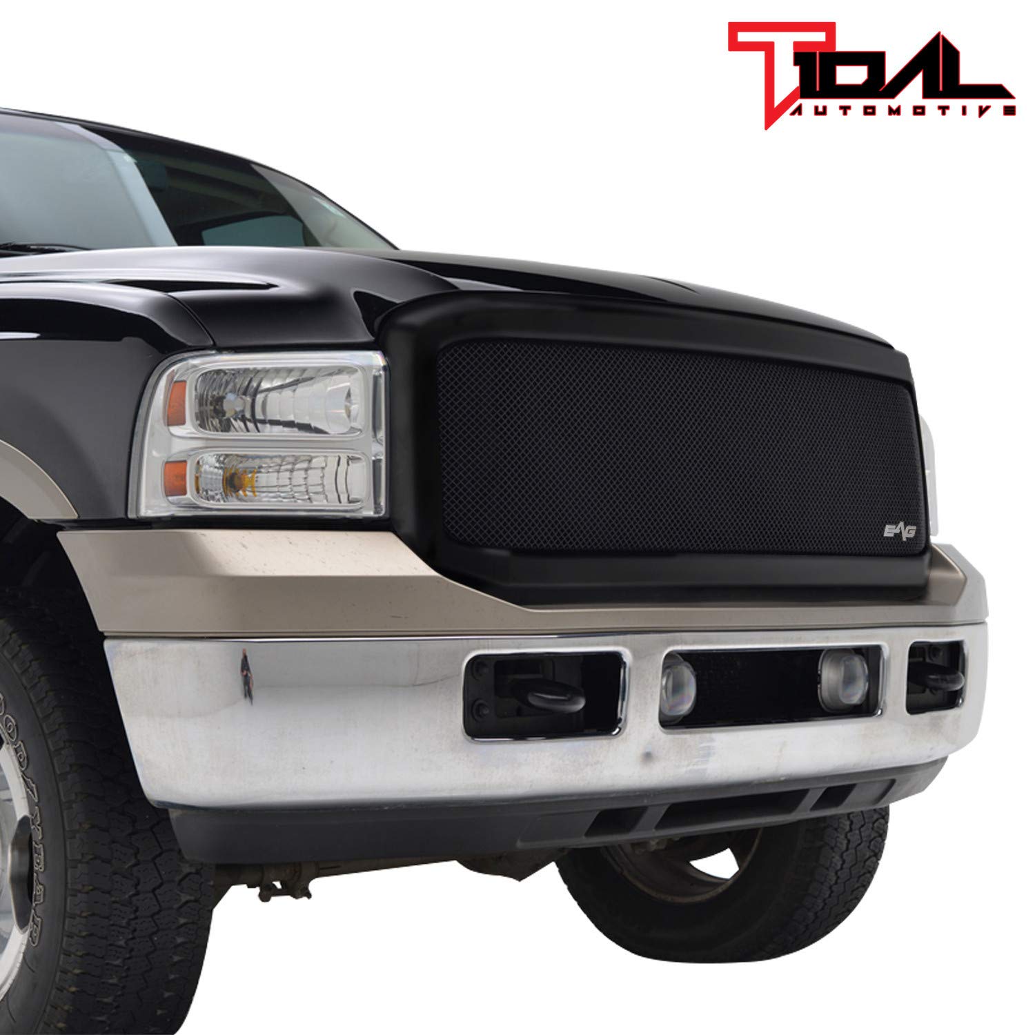 Tidal Front Hood Grille Black Stainless Mesh with ABS Shell Fit 05-07 Superduty