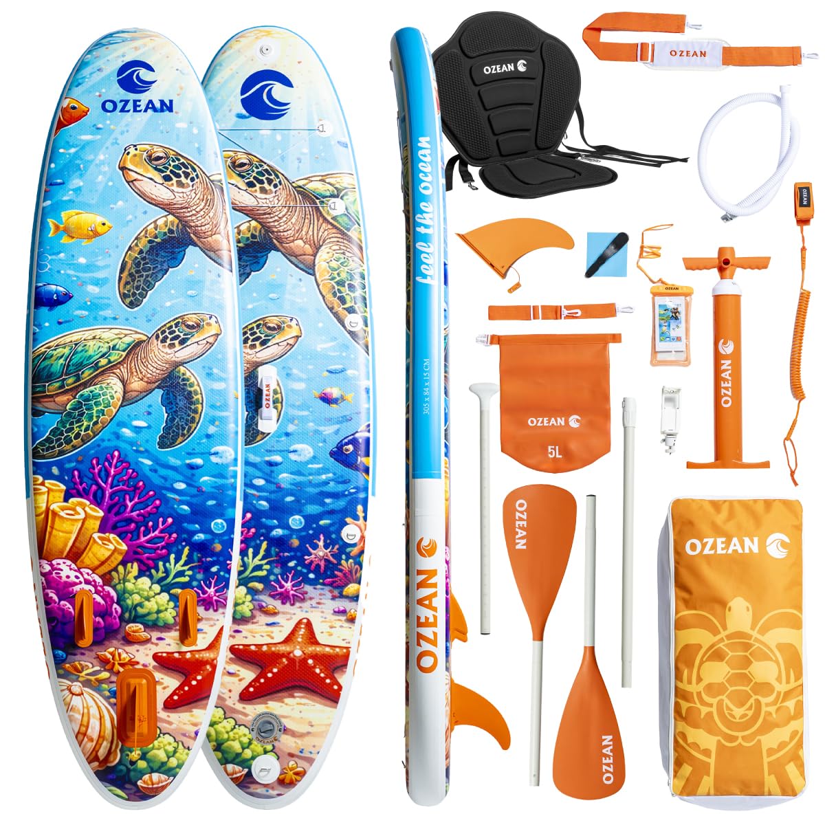 Tabla Paddle Surf Hinchable 305cm Premium 2 en 1 Kit Kayak Ozean