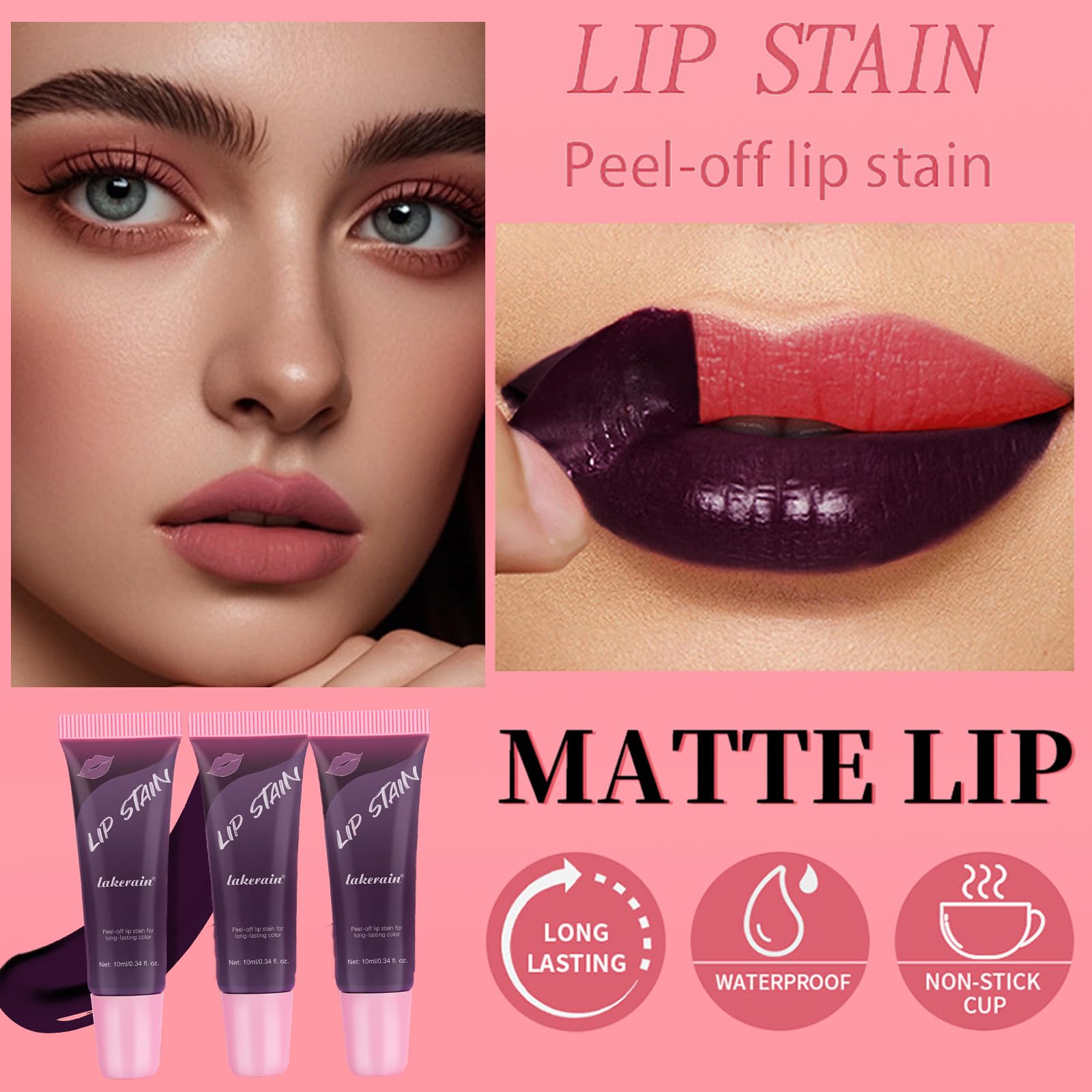 3Pcs Peel Off Lip Stain Lip Tint Set - Image 3