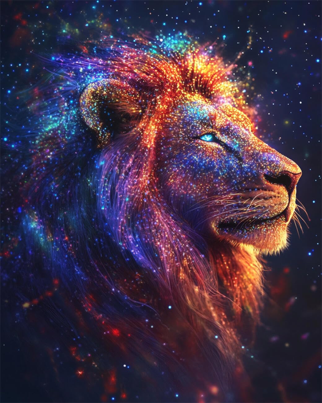 RKFLGEW DIY Embroidery Set Fantasy Lion 40x50cm