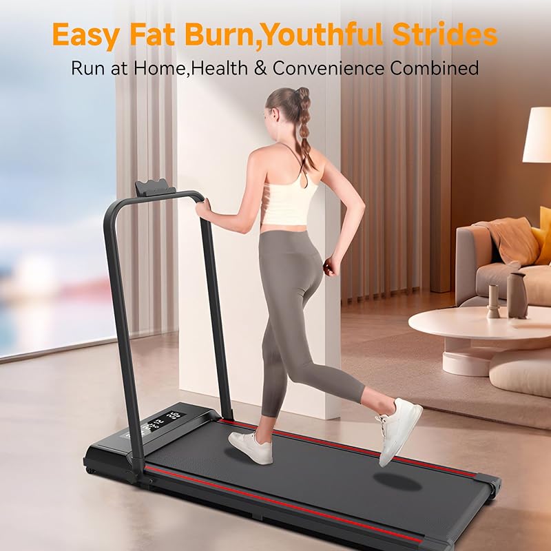 Under Desk Walking Pad with Removable Handle Bar for Home 2.0HP Treadmills for Home Small Space LED Display Electric Mini Portable Walking Pad 0.6-6.2MPH 330LBS Capacity Compact Walking Pad image 2