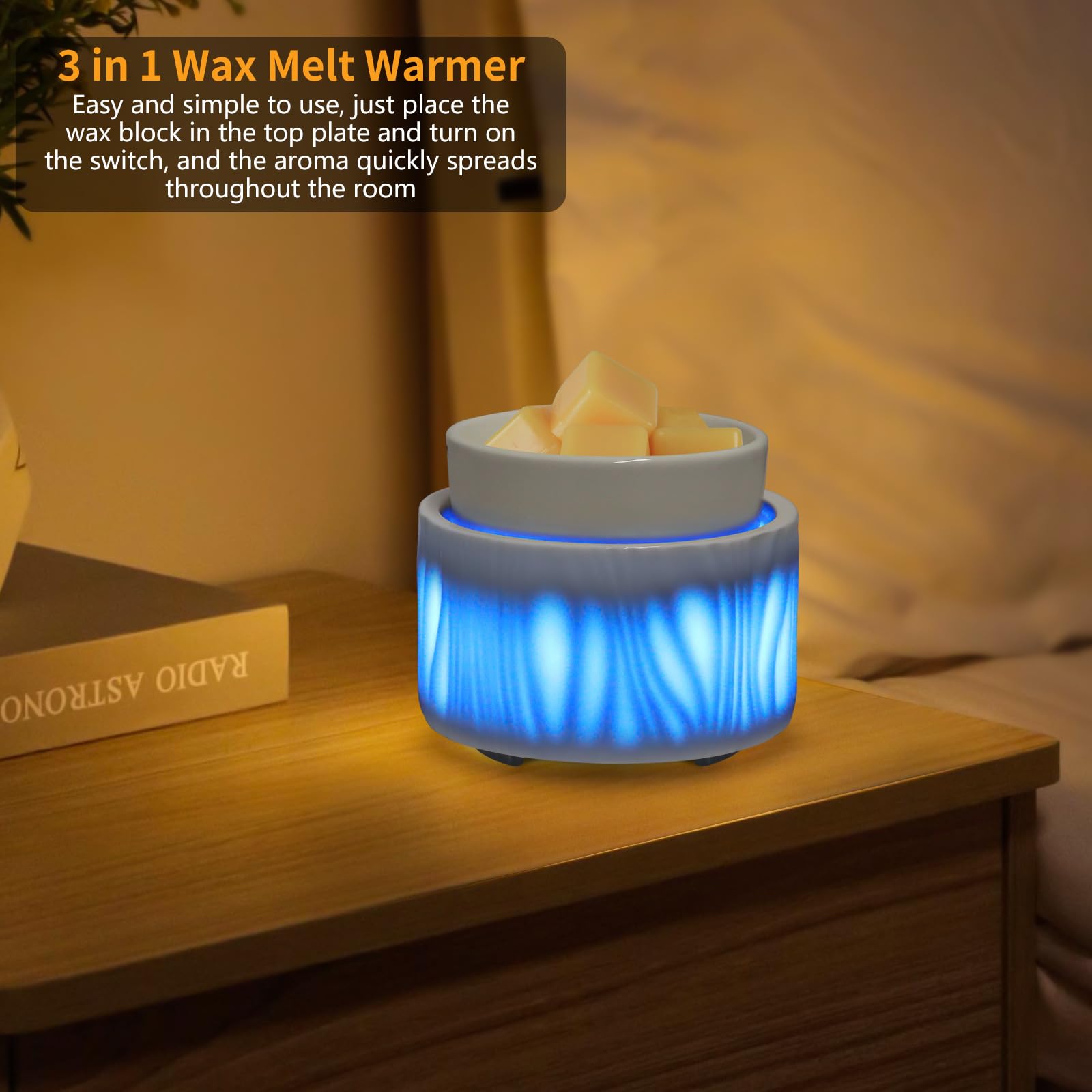 Ceramic Wax Melt Warmer With 7-Color LED Light - 3-in-1 Electric Candle Warmer For Home, Valentine's Day Gifts - View #11