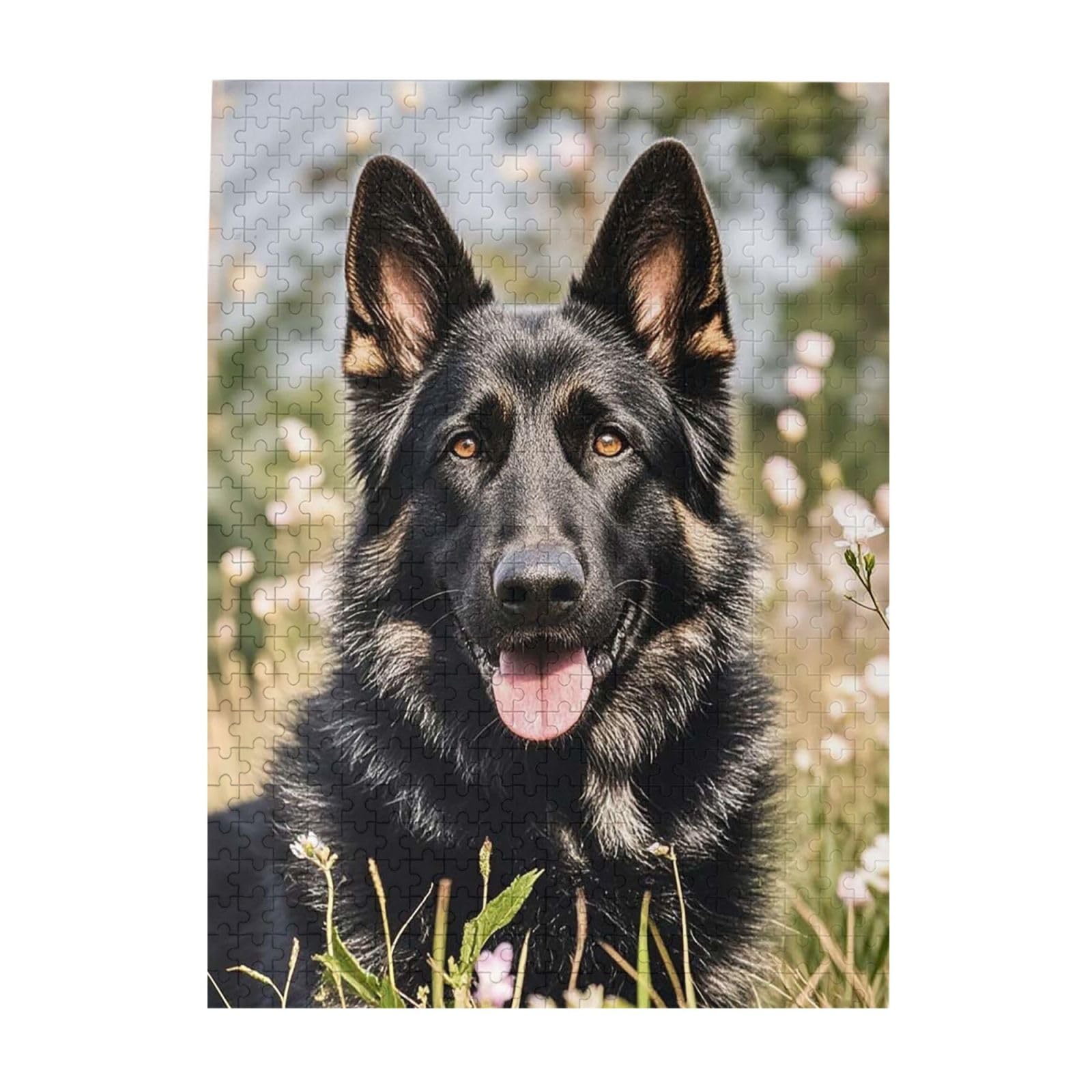Black German Shepherd Puzzles 500 Pieces Personalized Jigsaw Puzzles Photos Puzzle for Adults Challenging Picture Puzzle with Storage Bag Puzzles for