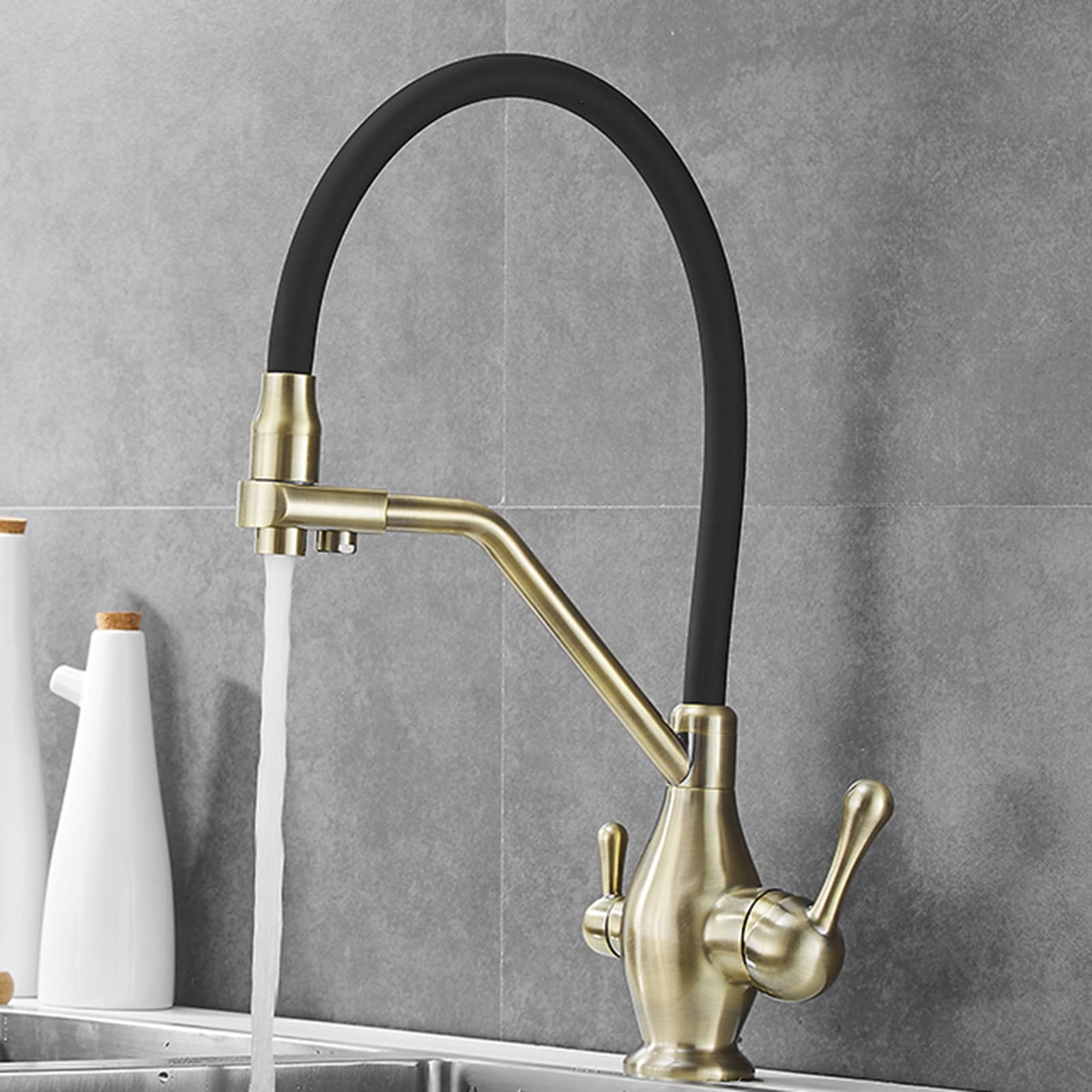 Robinet de cuisine 3 voies pour eau filtrée et mitigeur évier pivotant restaurant