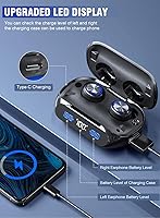 Vista 3 de Auriculares Bluetooth inalámbricos de reproducción de 200 horas, IPX7 impermeables, con cancelación de ruido, pantalla LED de alimentación