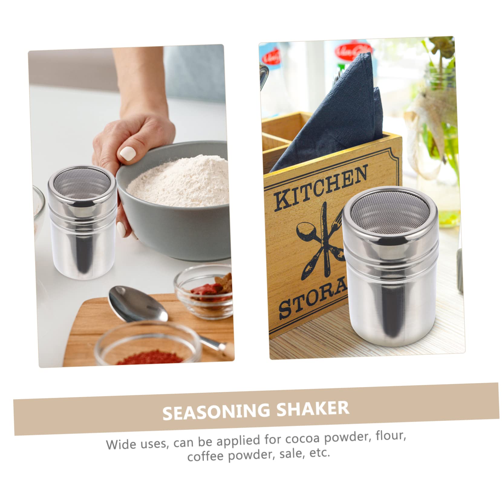 HOLIDYOYO Jar Condiment Bottle Powder Shaker Lid Fine Mesh Flour Sifter for Sugar Cocoa Spices Salt Stainless Steel Fb54110