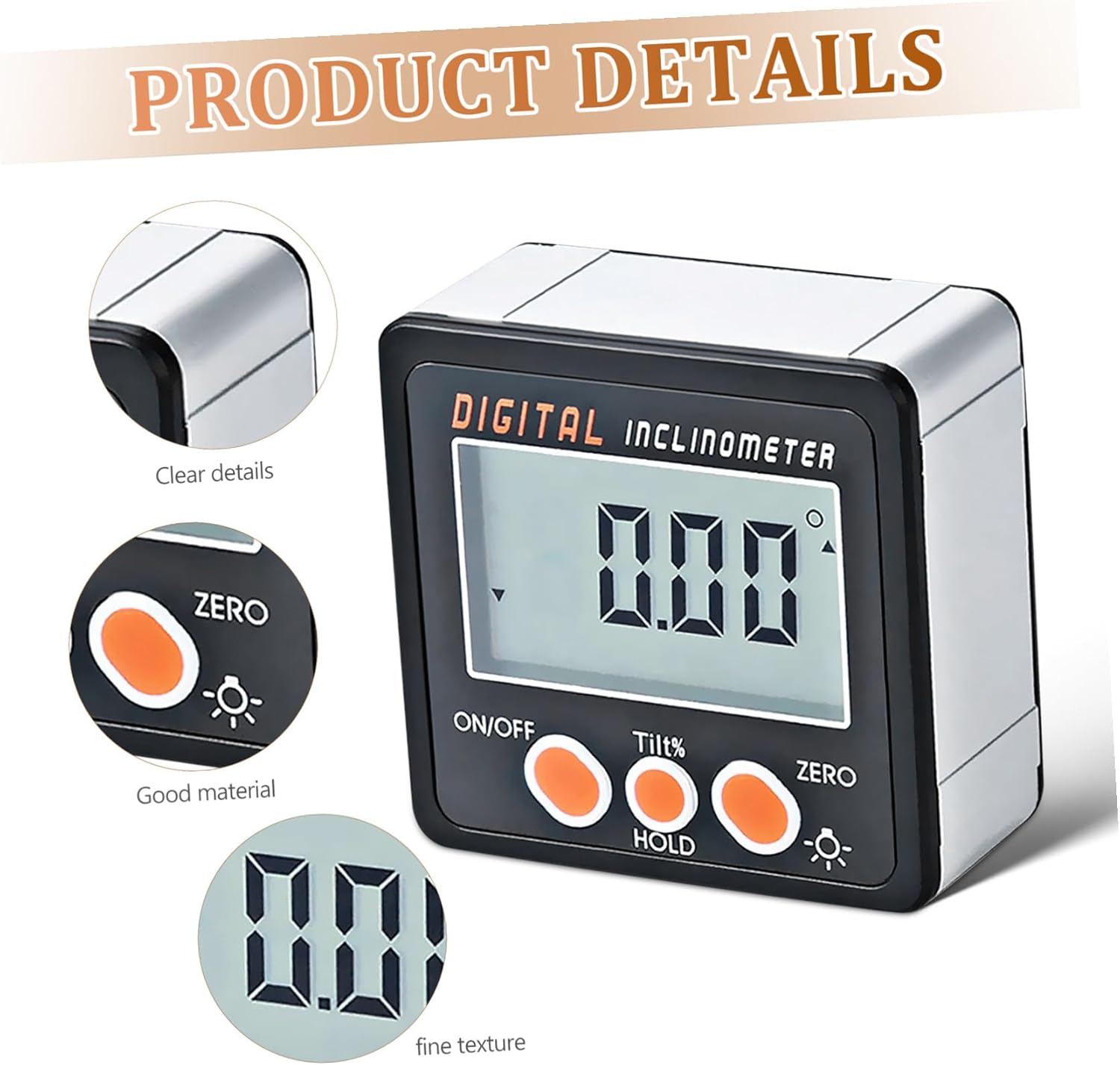 Digital Angle Gauge with Magnetic Base Electronic Protractor Inclinometer for Woodworking and Construction High Precision Aluminum Alloy Frame Backlit Display for Easy Reading