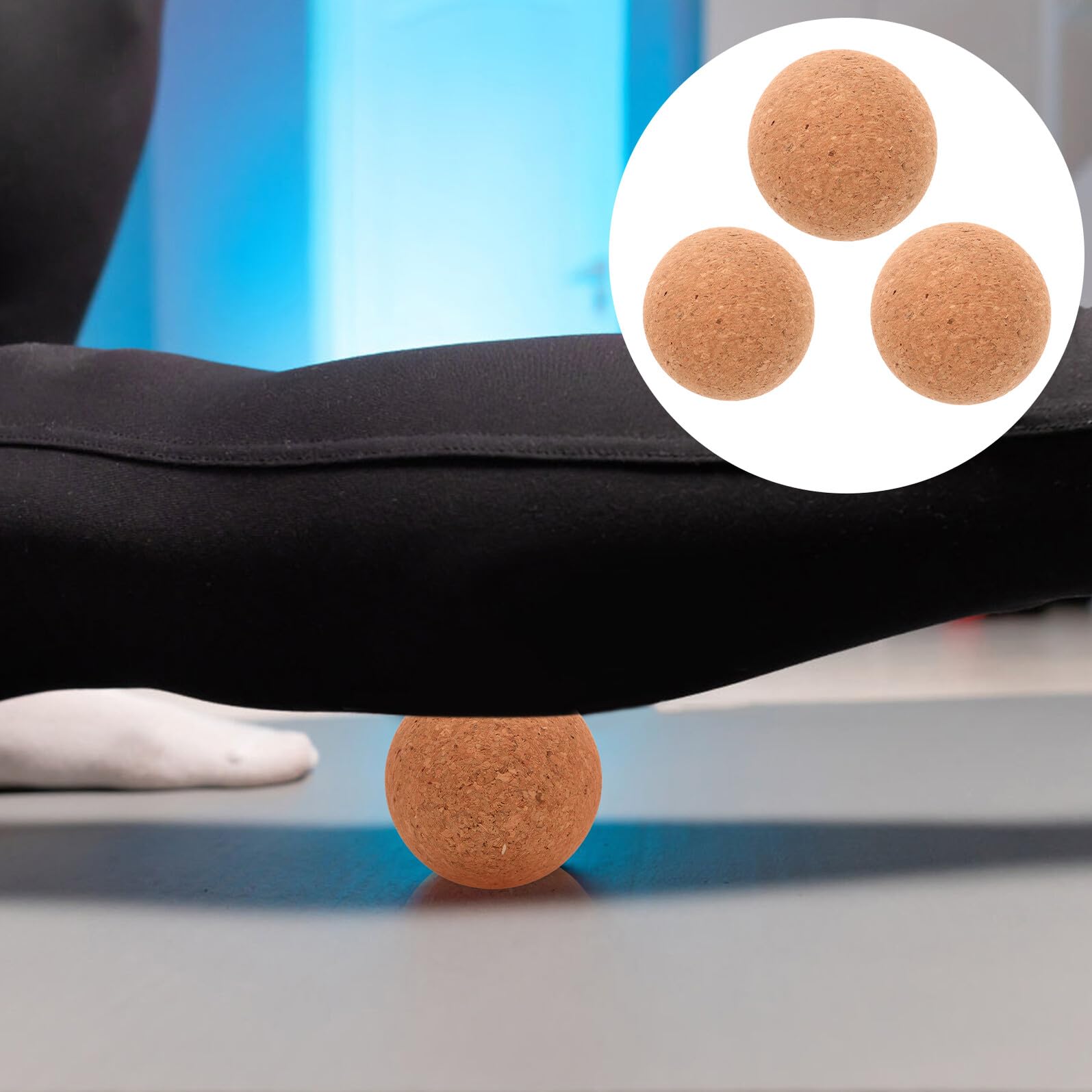 3 Stück Kork Massagebälle 8/9/10cm Feste Faszienbälle für Tiefengewebsmassage Tragbare Yoga Massagegeräte zur Muskelentspannung von Rücken Nacken und Füßen