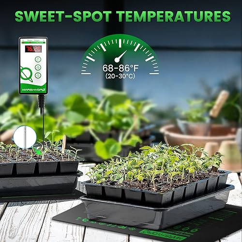 Miniatura 7 de MARS HYDRO Alfombrilla térmica para plantas de semillero con termostato, 48 x 20.75 pulgadas, termostato digital, IP67, impermeable, fácil de