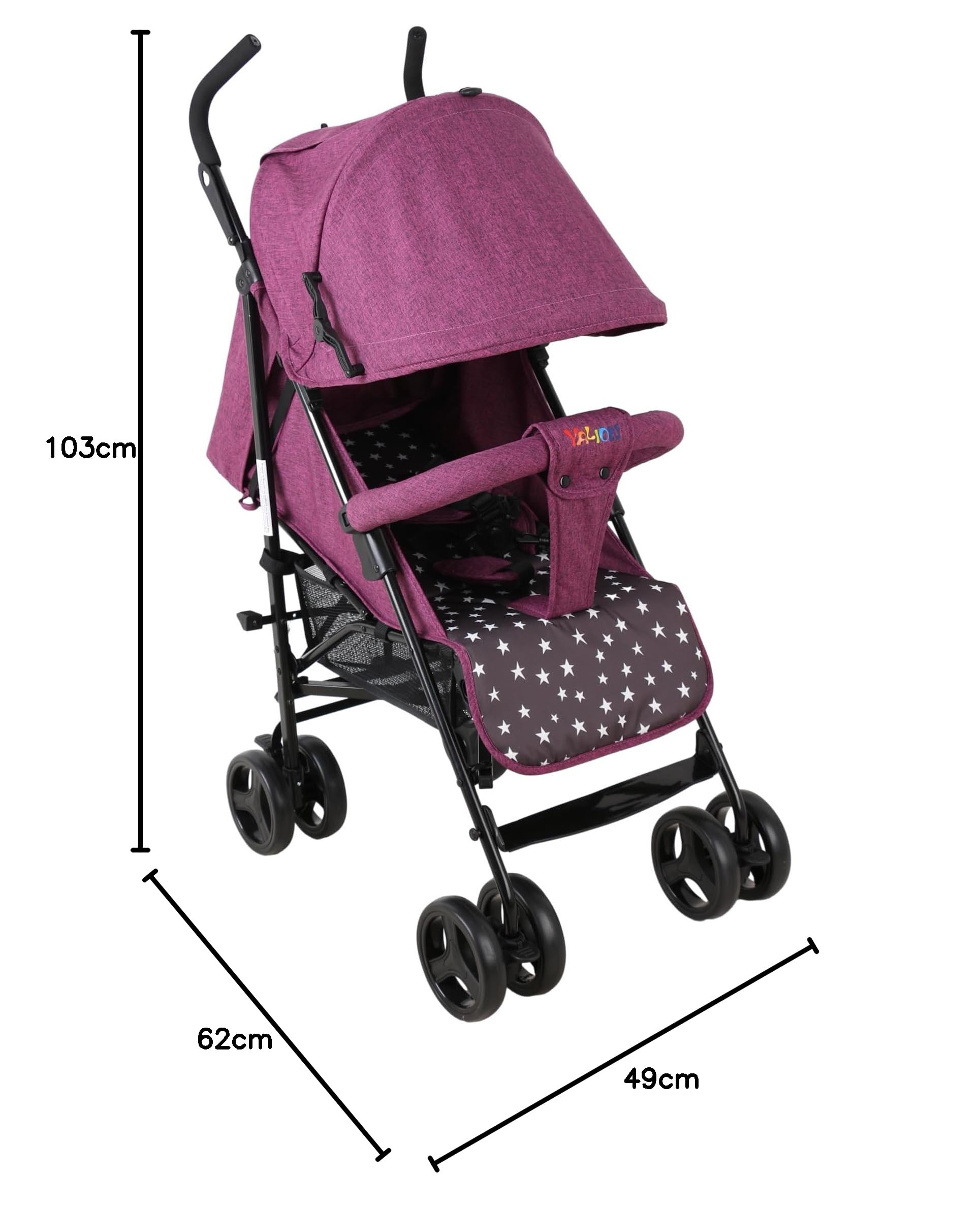 YALION Kinderwagen Buggy Reisebuggy Klein Zusammenklappbar- 5 Liegepositionen, Beinwärmer, Einkaufskorb, Sonnenverdeck, 360° Räder, Kinderbuggy bis 15KG-Purple
