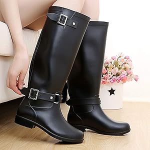 Rain Boots with Zipper for Women, Waterproof Tall Garden Rain Boots with Zipper for Women, Waterproof Tall Garden