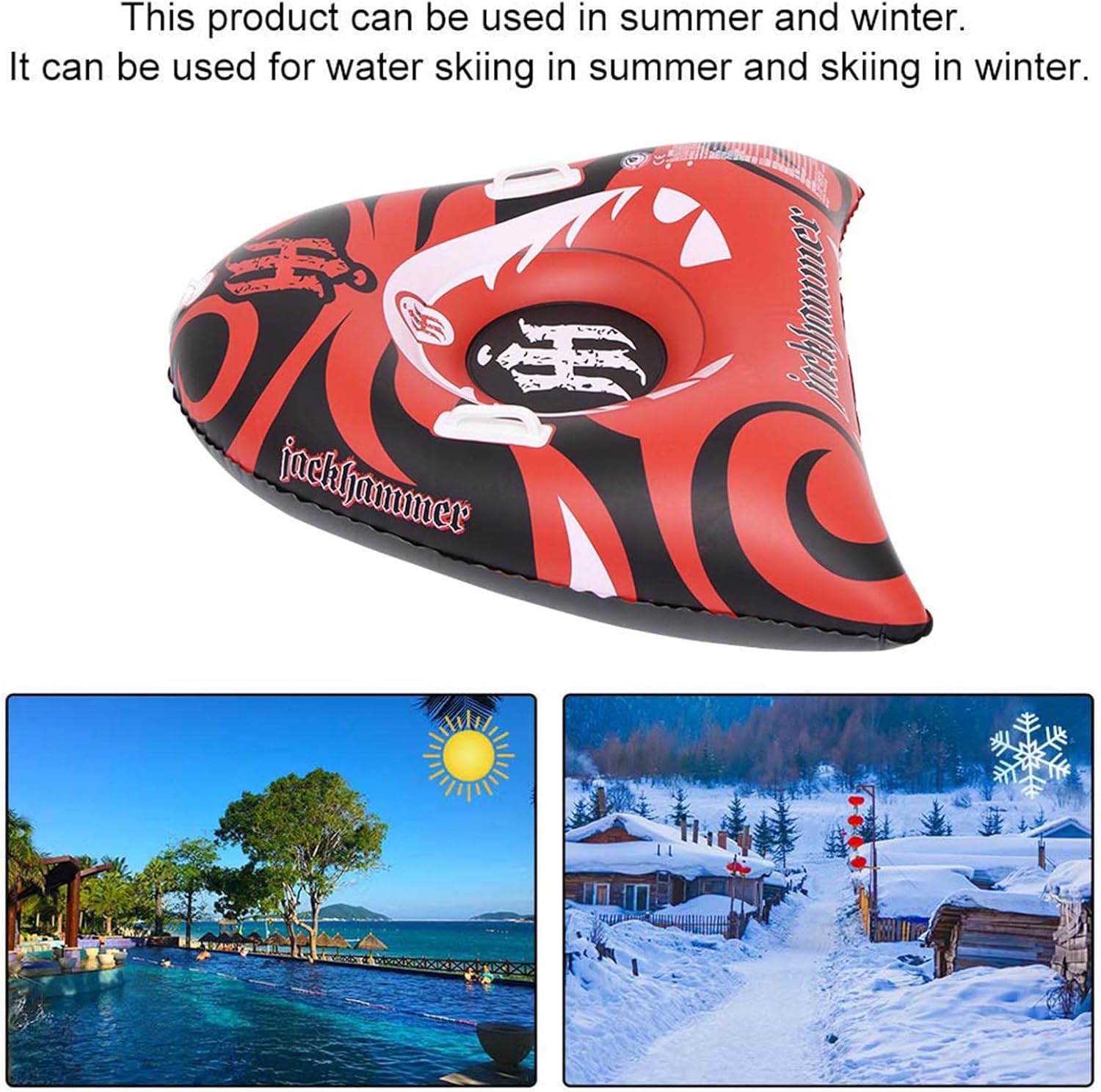 Toughness Inflatable Skiing Circle Ski Handle Durable Children Adult Snow Tube Skiing Thickened Floated Sled Snow Toy Winter