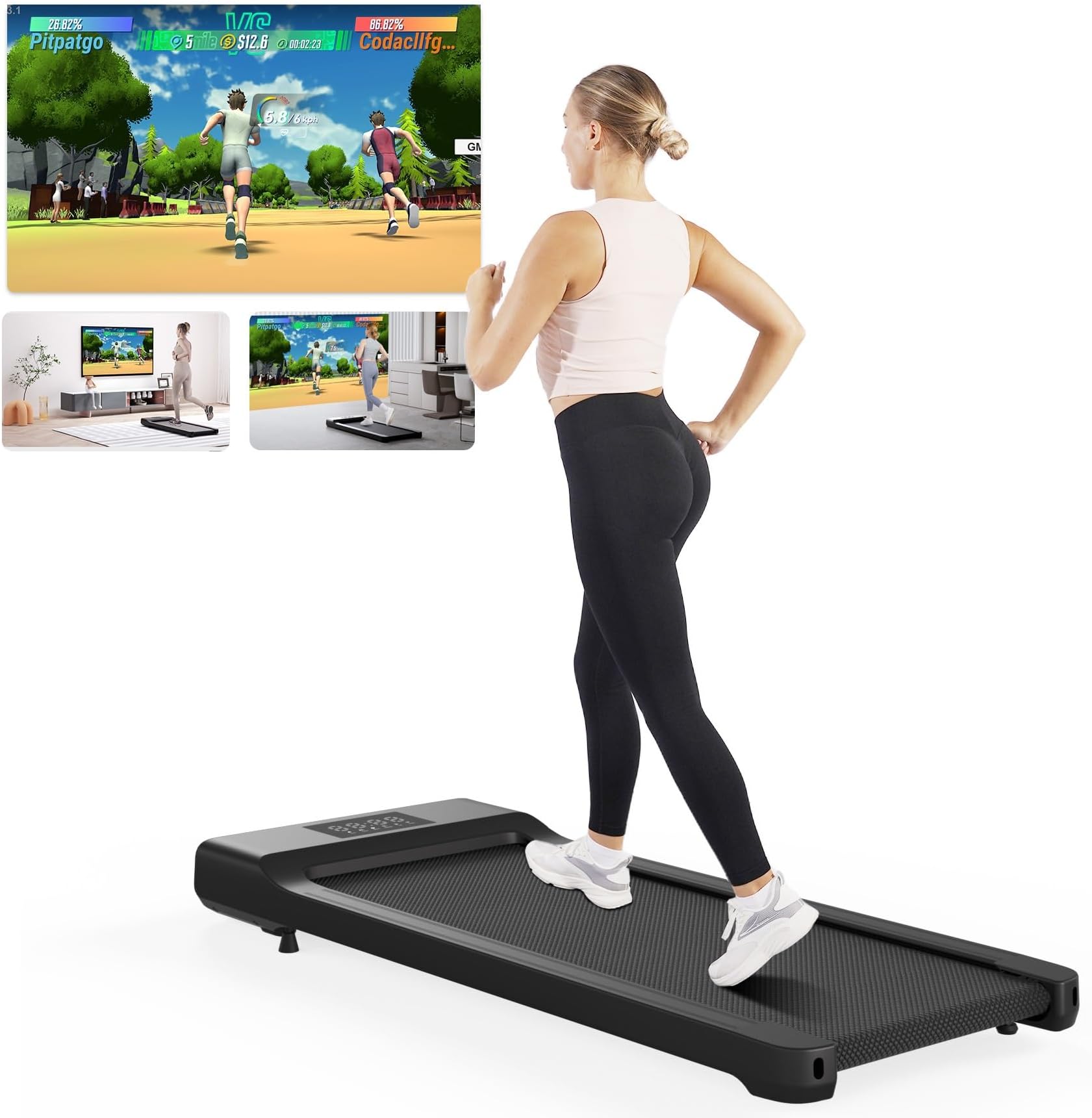 MJWWWalking Pad Raceable with APP Control, Under Desk Treadmill for Home Suitable for High-tech Wearable Devices, Walking Machine Max 136kg159kg with AI Training and Door to Door Delivery
