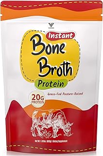 1.32lb Bone Broth Protein Powder, 20g Protein, Grass-Fed Beef & Non-GMO, Gluten Free, Keto Friendly, Hydrolyzed Collagen Peptides, Perfect for Soup
