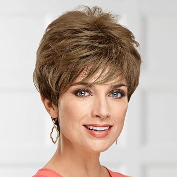 Paula Young Lauren WhisperLite Wig Short, Spirited Pixie Wig with Richly Texturized, Piecey Layers and Wispy, Side-Swept Bangs/Multi-tonal Shades of Blonde, Silver, Brown, and Red