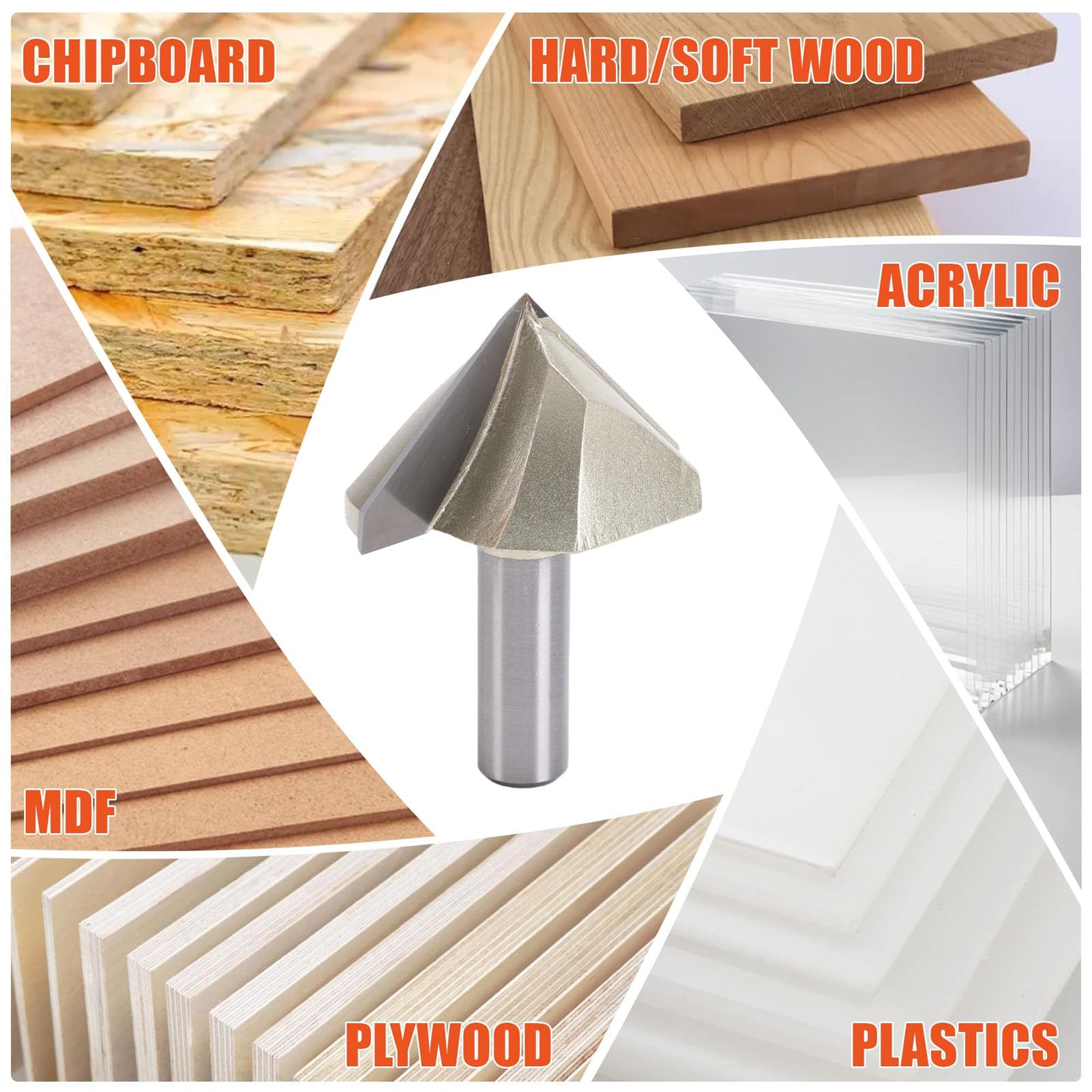 90 Grad V Nutfräser mit 1/2 Zoll Schaft für Professionelle Tischler und Diy Bastler Schneidet Holz Mdf Sperrholz Kunststoff Weiche Metalle Konstruktion Aus Wolframstahl