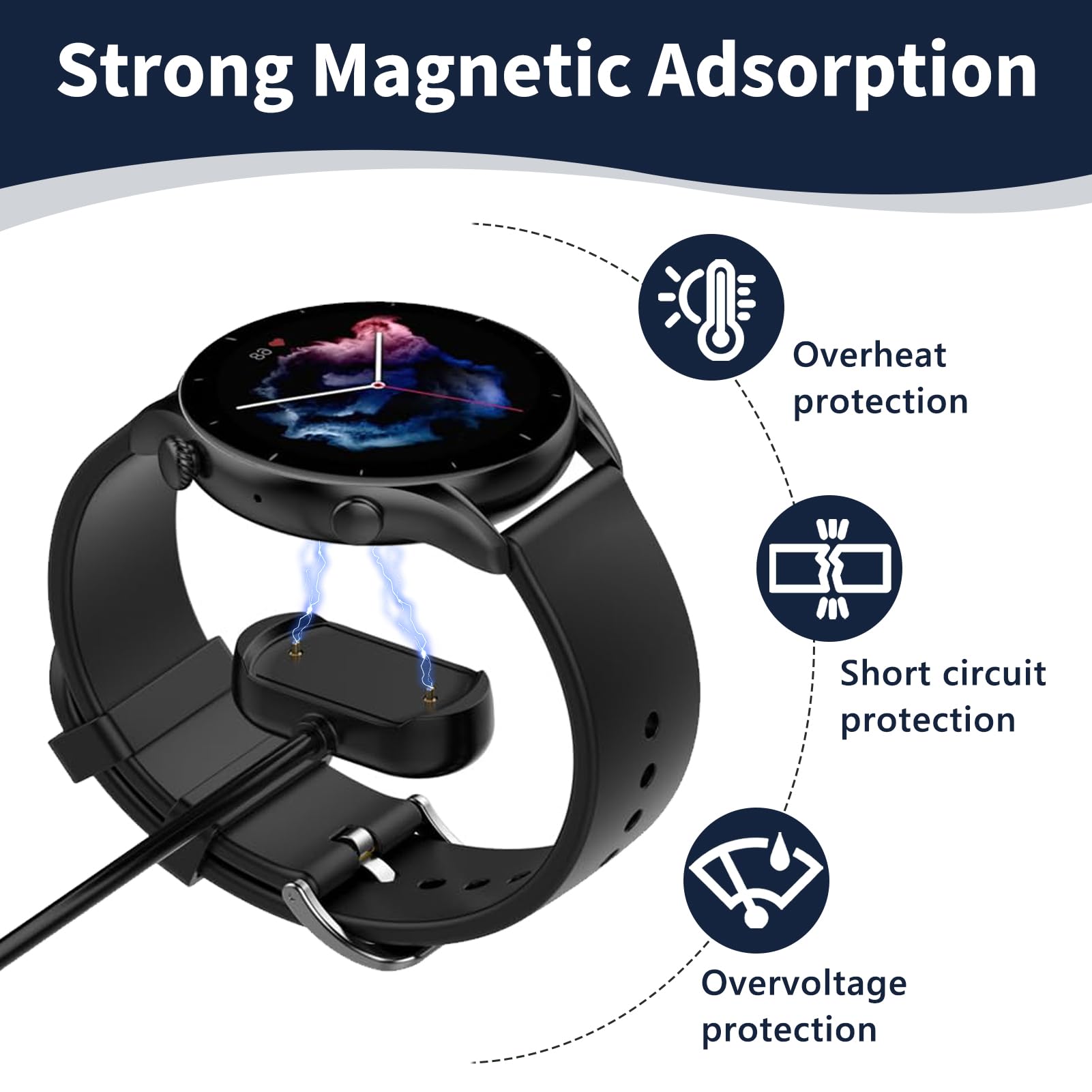 2 Stück Ladegerät Kompatibel mit Amazfit GTR 2/2e GTS 2 Mini T-REX Pro, Magnet Ladekabel, Magnetisches Kabel für Smartwatch Zubehör 60 cm Ladestation USB-Schnellladung für Uhr Uhrzeit Fitness Tracker