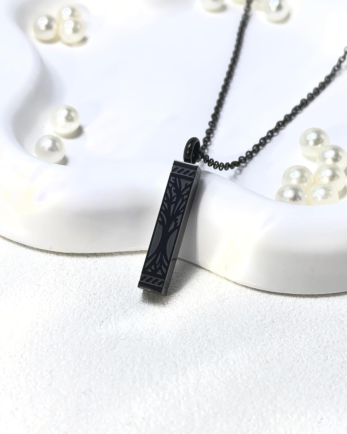 Tree of Life Urn Necklace for Ashes Cylinder Bar Cremation Jewelry Urn Pendant Memorial Necklace Keepsake Jewelry for Women Men - Forever in my heart - Image 3