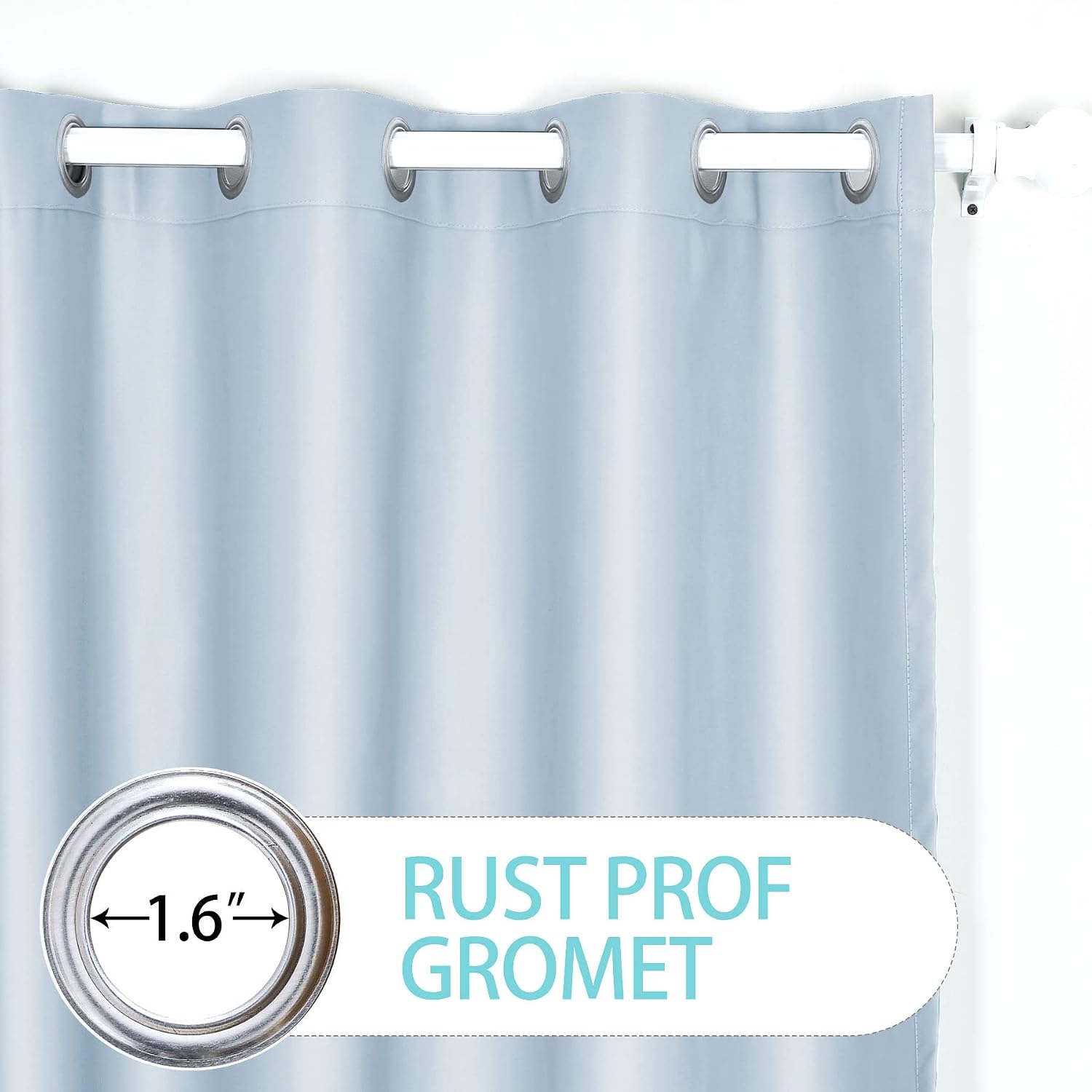 Macochico Outdoor Windproof Curtains Thermal Insulated Noise Reducing Lightproof Blackout Draperies Grommet at Top and Bottom for Patio Porch Gazebo Garden Sky Blue 52W x 96L (1 Panel)