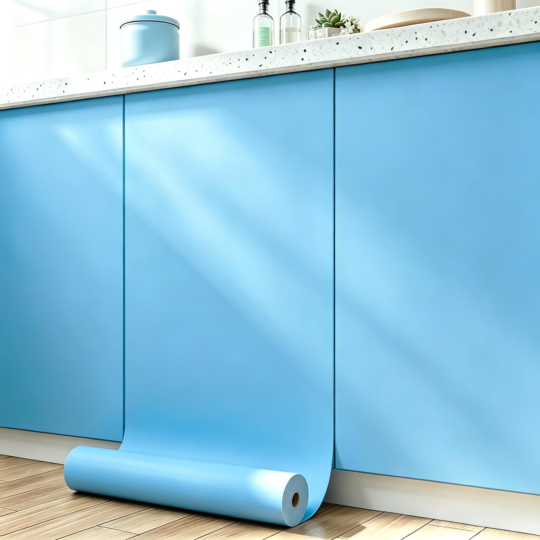 FunStick 60CM×5M Carta da Parati Camera da Letto Blu Cielo Adesiva per Armadio Bambini Muro Soggiorno Impermeabile Adesiva per Mobili Cucina