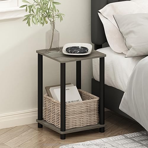 Miniatura 23 de Furinno JUST Mesita de Noche, Mesita de Noche Turn-N-Tube de 3 Niveles, Mesa de Cabecera sin Herramientas, Mesa Auxiliar, Mesa Lateral con Roble