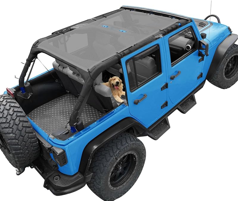 Tela de proteção solar para teto Jeep Wrangler JK Unlimited 4 portas coverspec cinza – 1 unidade